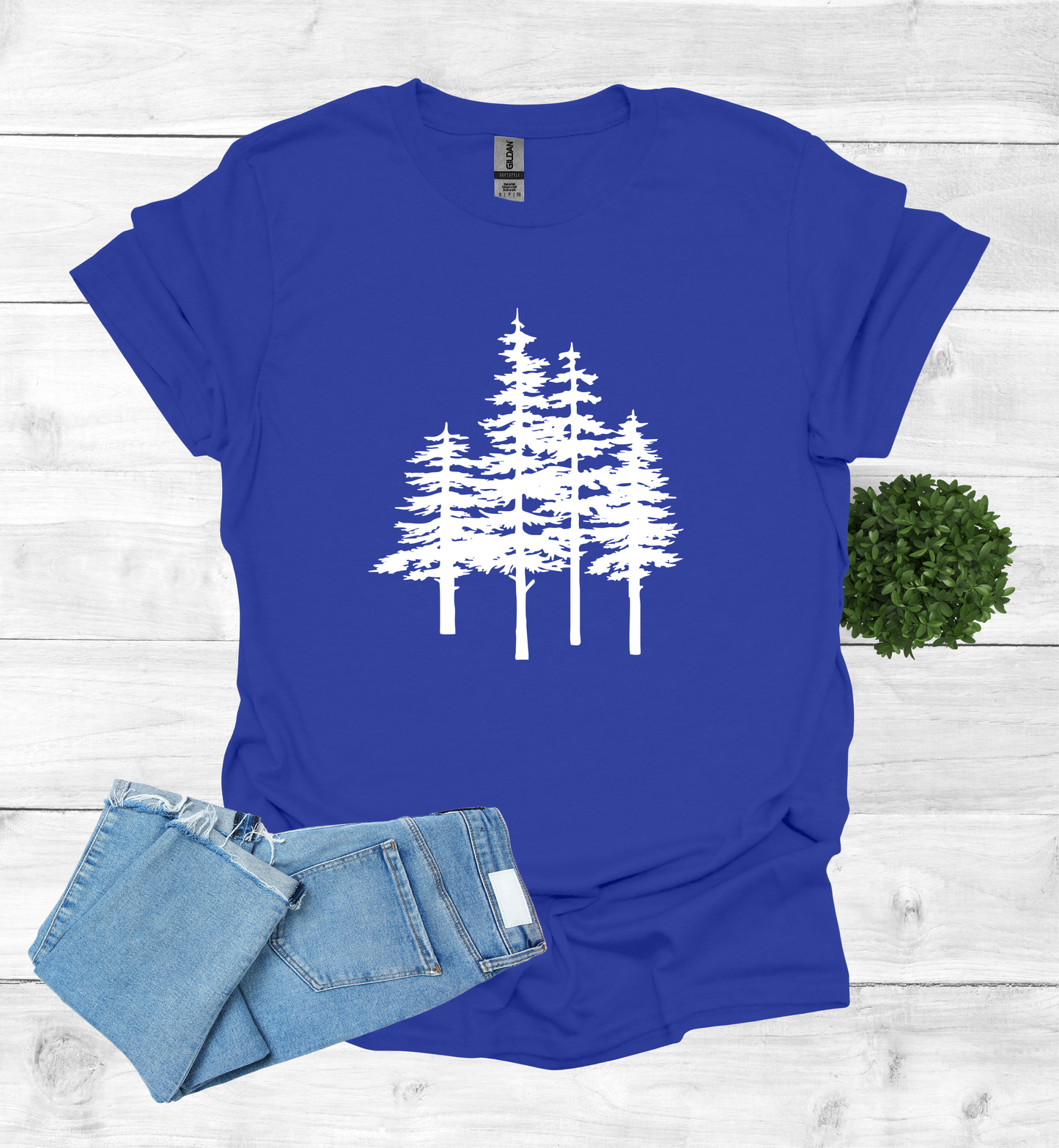 A unique pine trees design on a T-Shirt