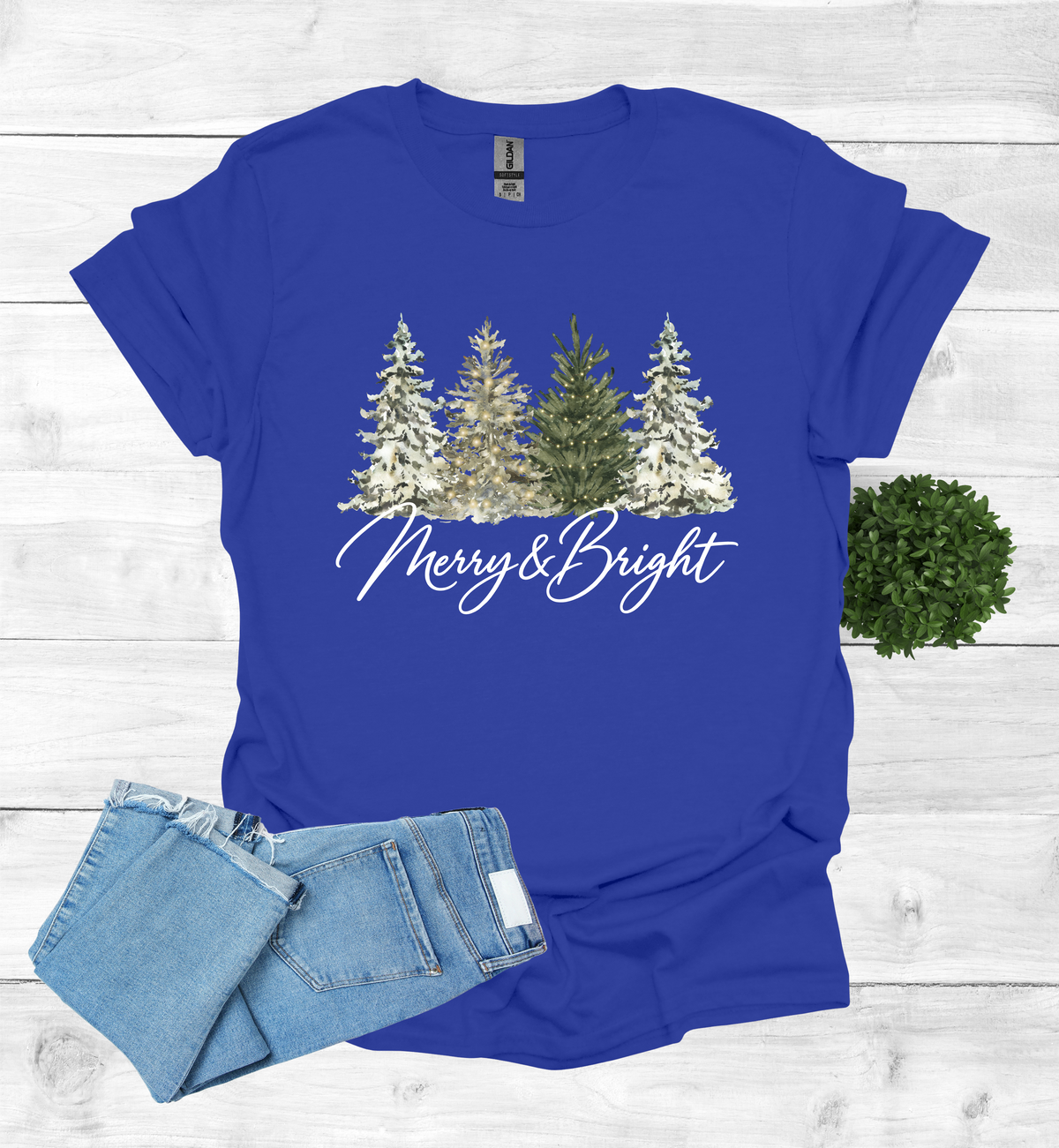 Merry and Bright Water Color Christmas Trees Shirt