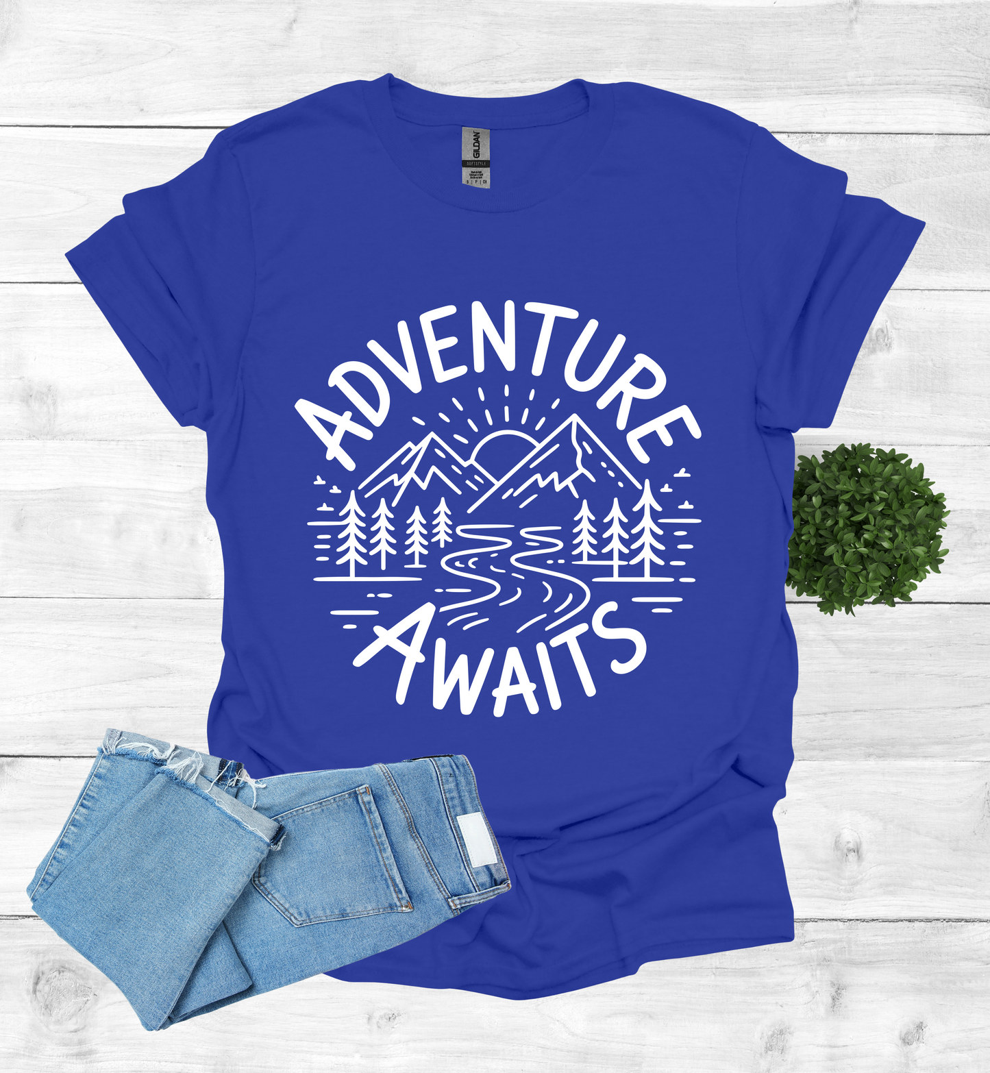 Adventure awaits mountain scene