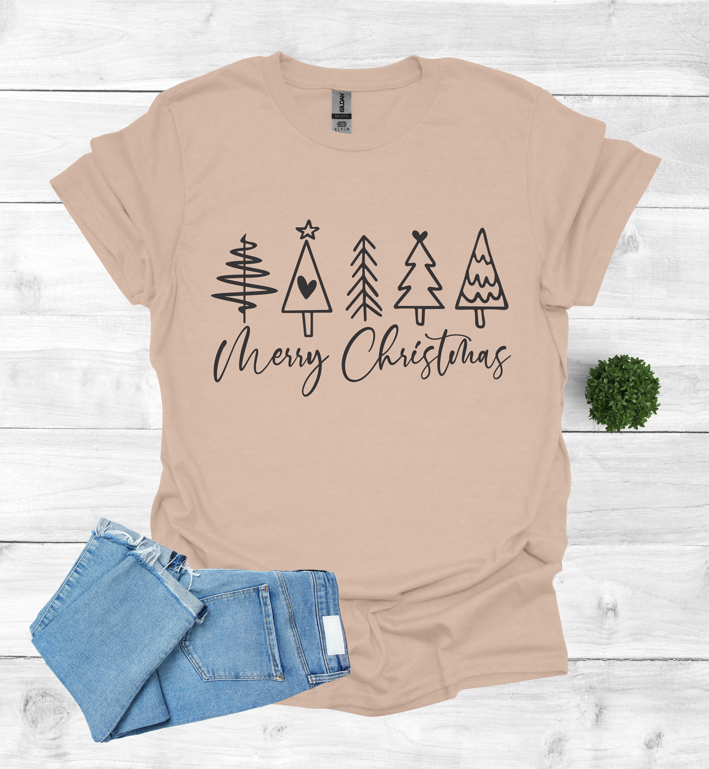 Merry Christmas Shirt with 5 Trees