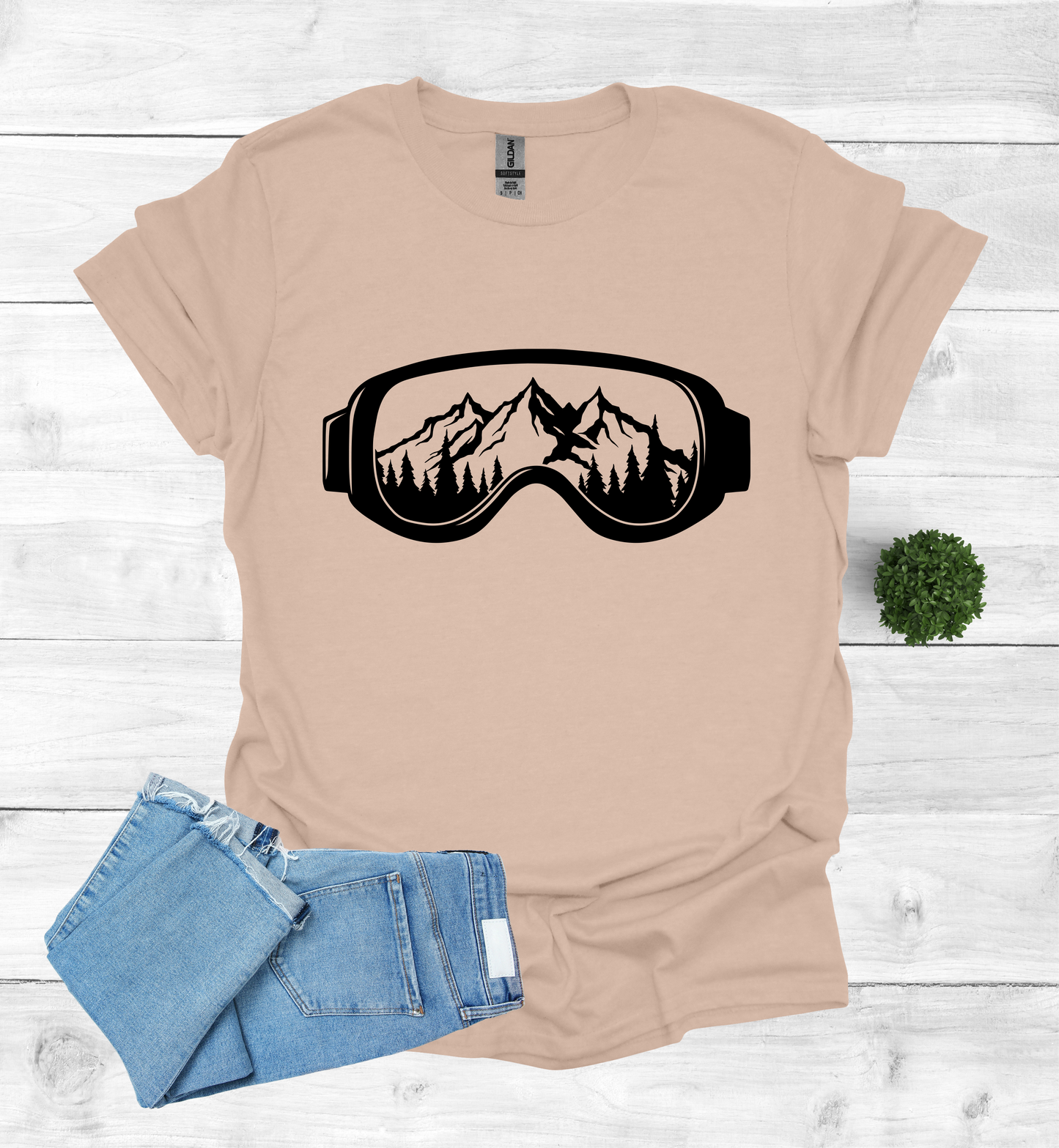 Snow Goggles Mountain Scene T-Shirt