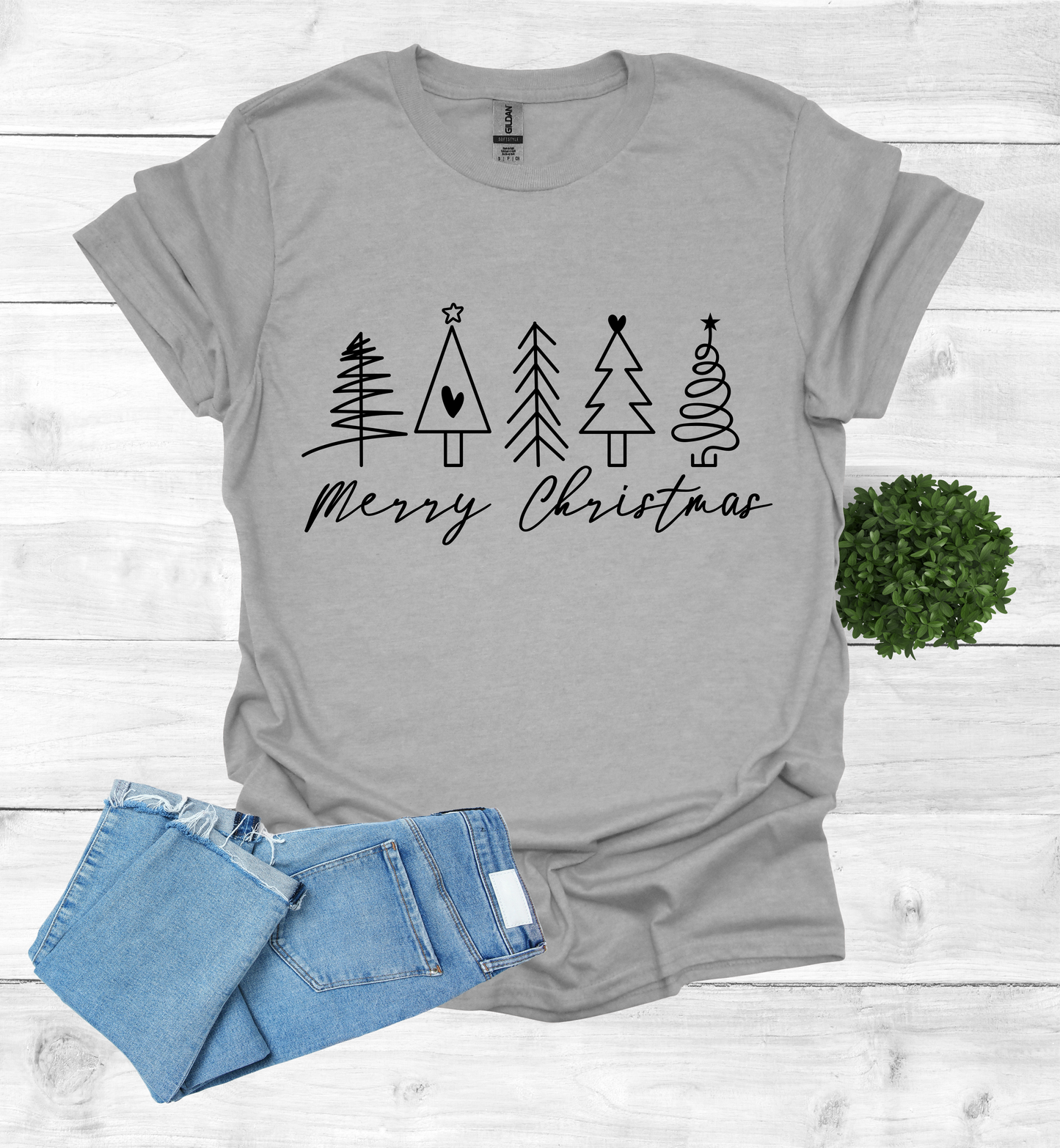 5 Christmas trees with Merry Christmas