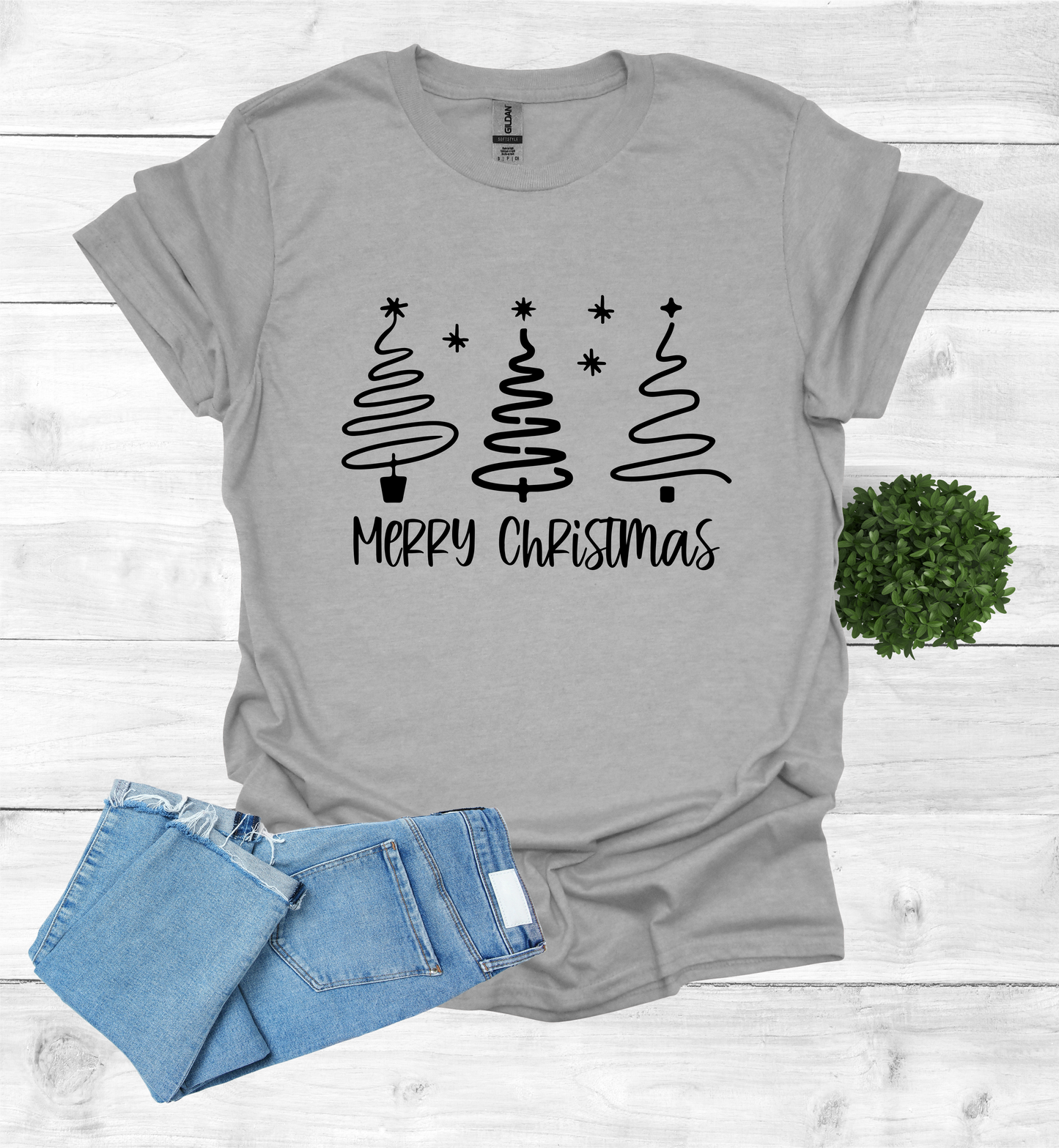 Merry Christmas Shirt with 3 Trees