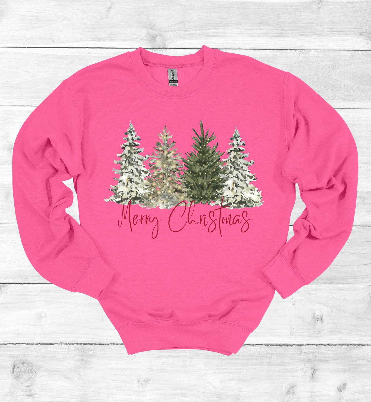 Merry Christmas with Watercolor Christmas Trees