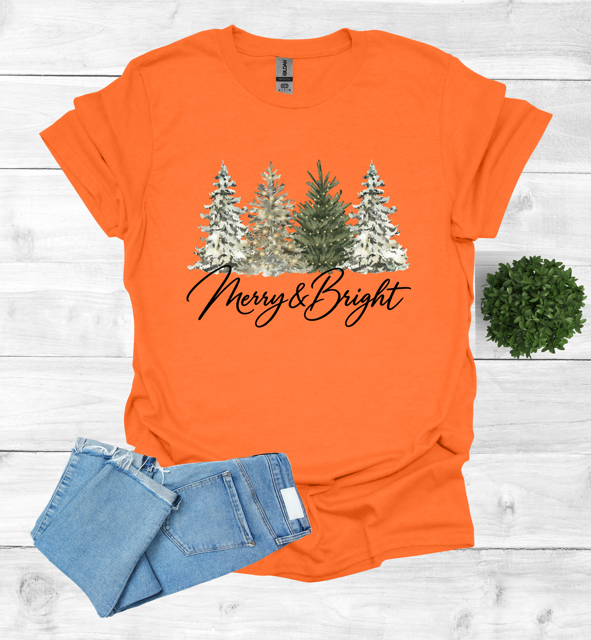Merry and Bright Water Color Christmas Trees Shirt
