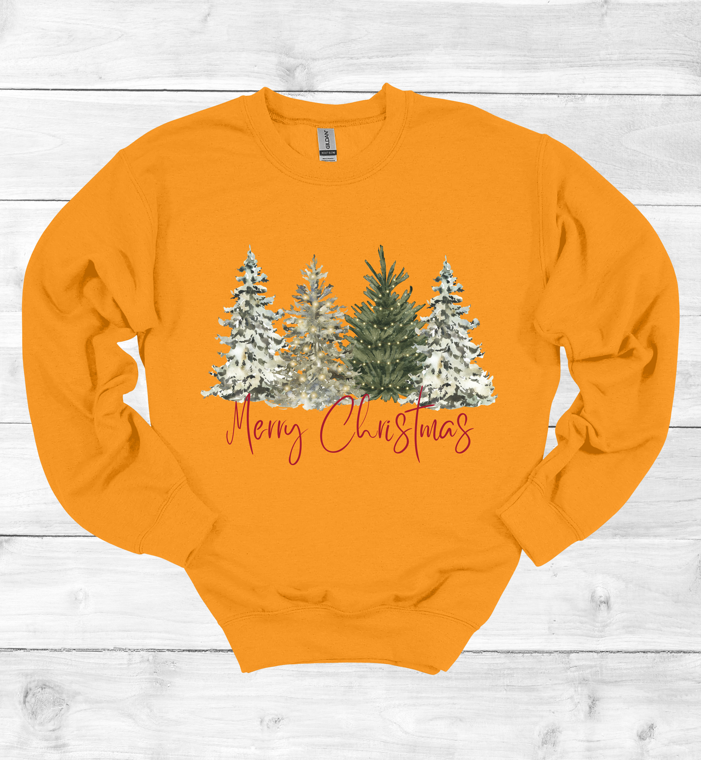 Merry Christmas with Watercolor Christmas Trees