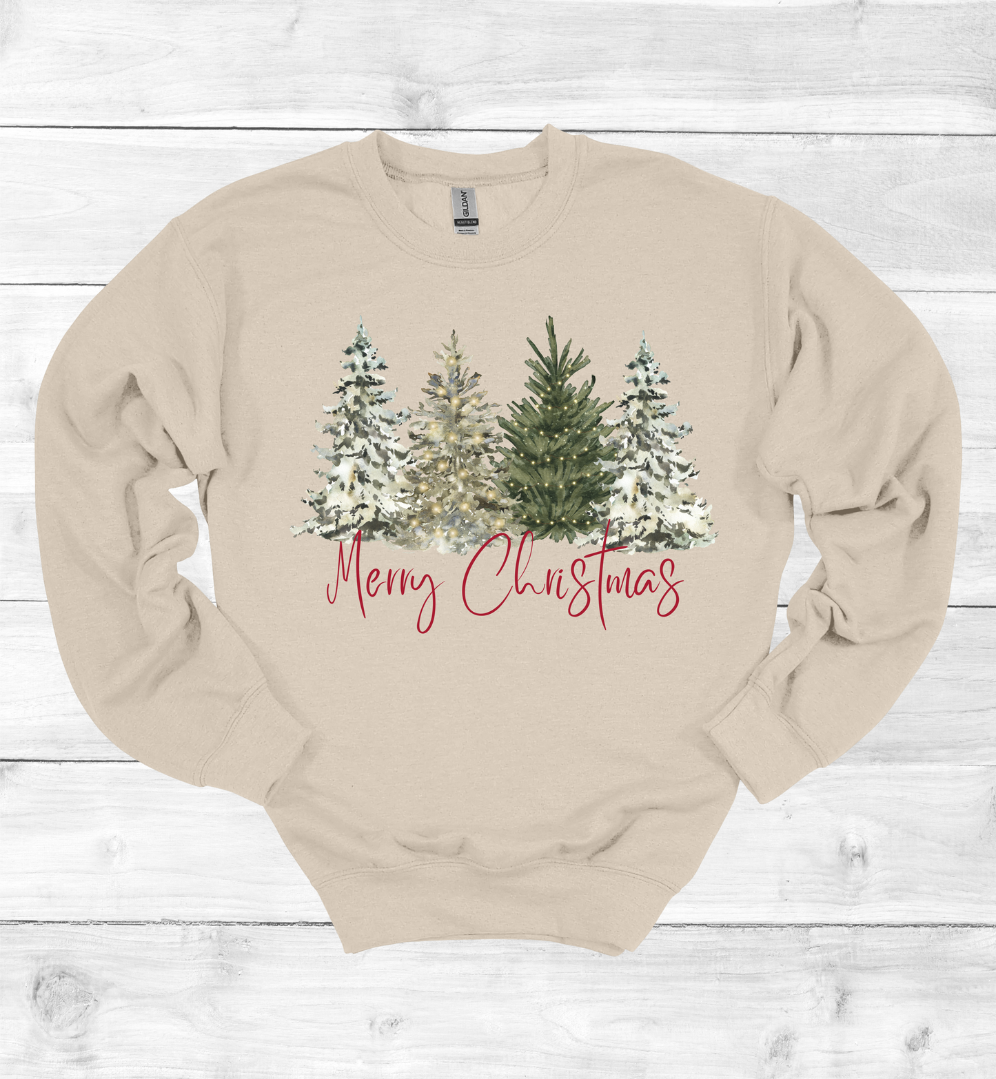 Merry Christmas with Watercolor Christmas Trees