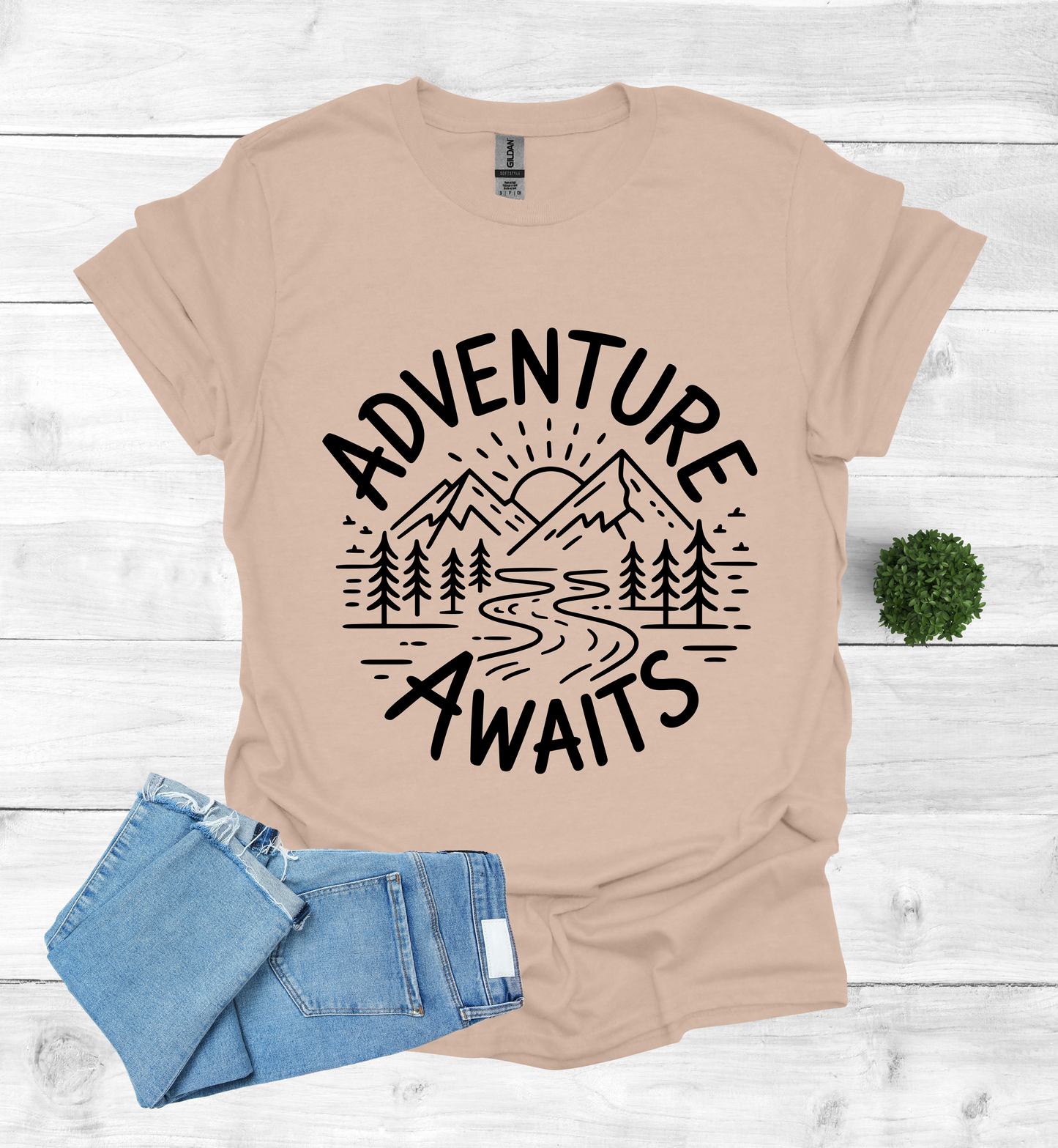Adventure awaits mountain scene