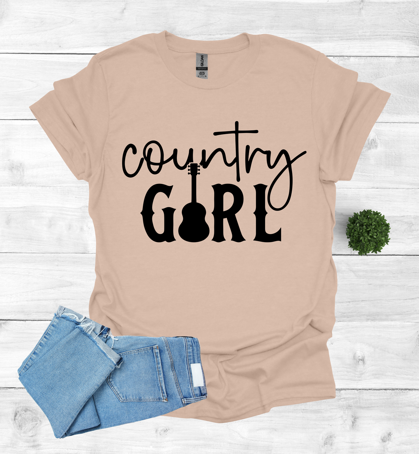 Country Girl Words with a Guitar as the I in the word Girl