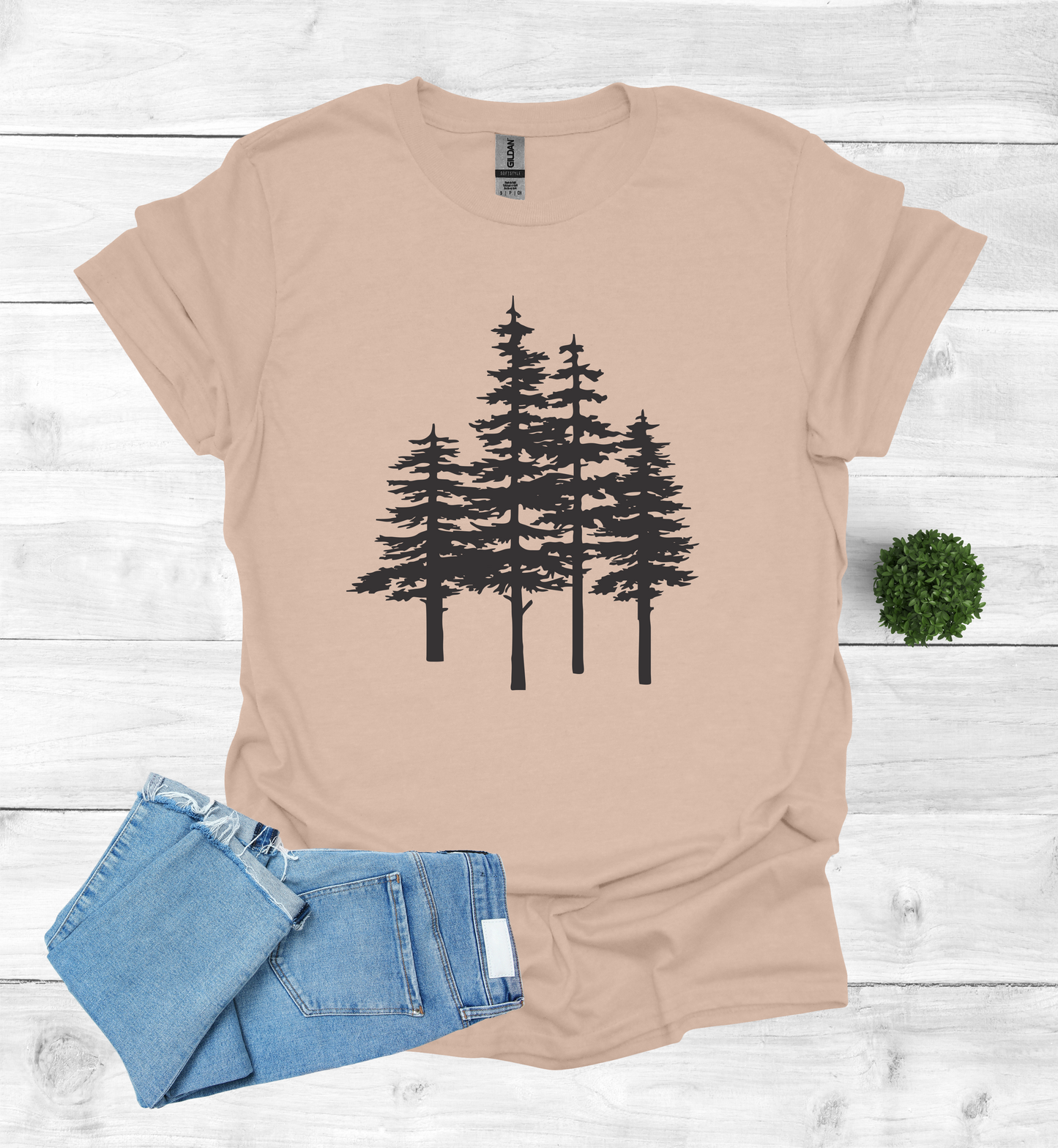 A unique pine trees design on a T-Shirt