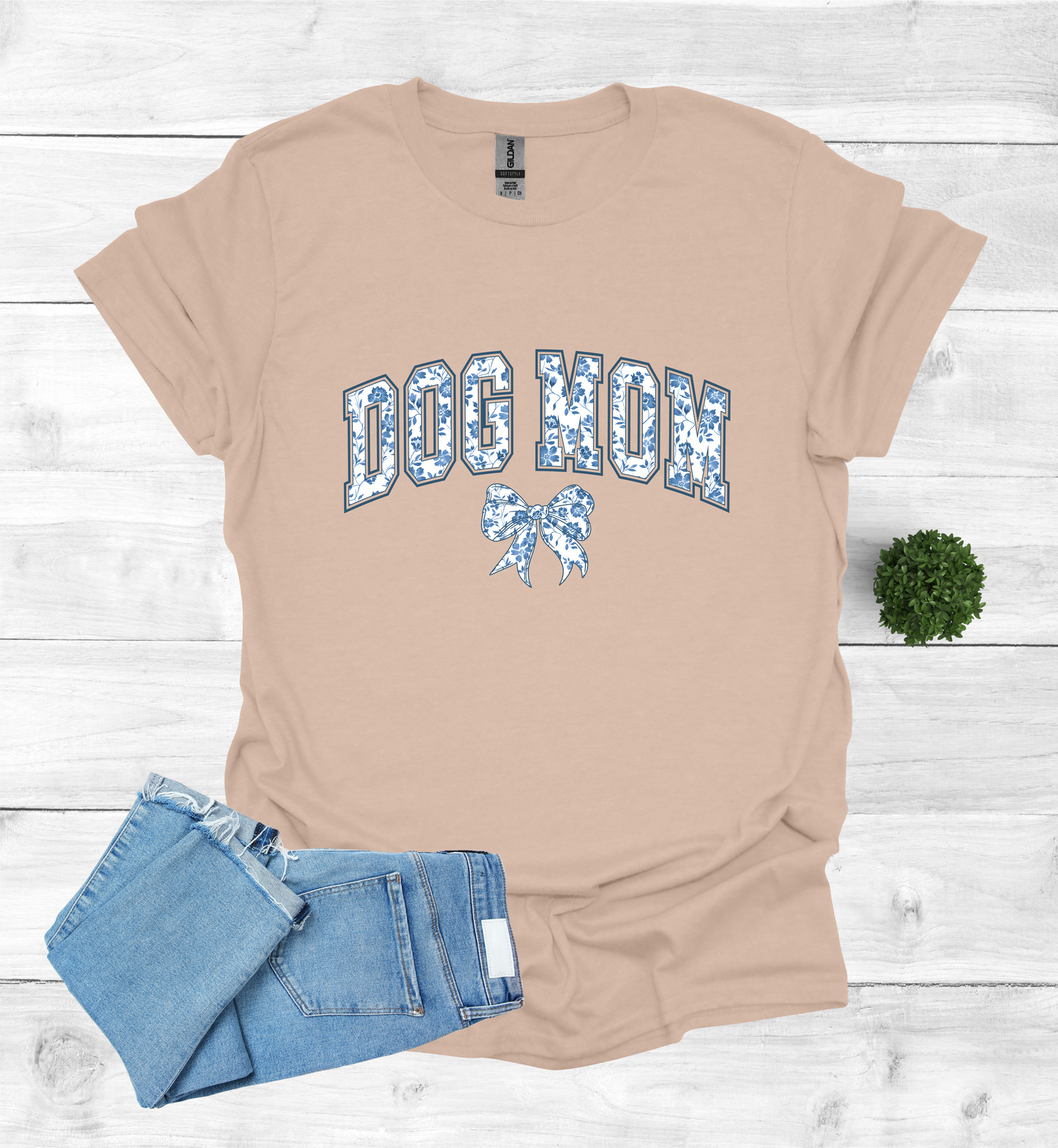 Dog Mom Chinoiserie Blue Coquette T-Shirt