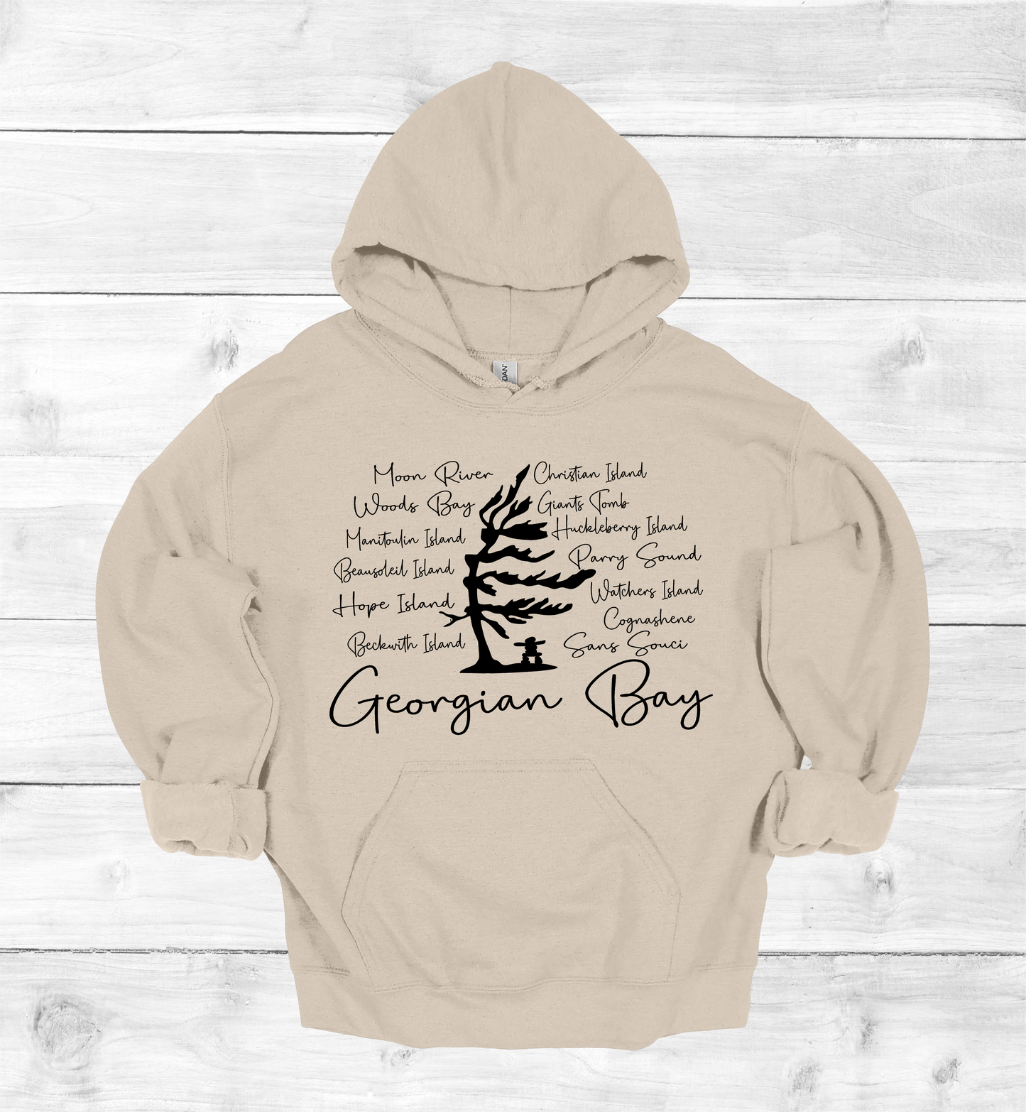 Georgian Bay with Island names Hoodie