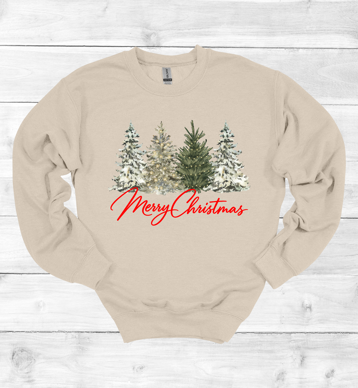 Merry Christmas with Watercolor Christmas Trees