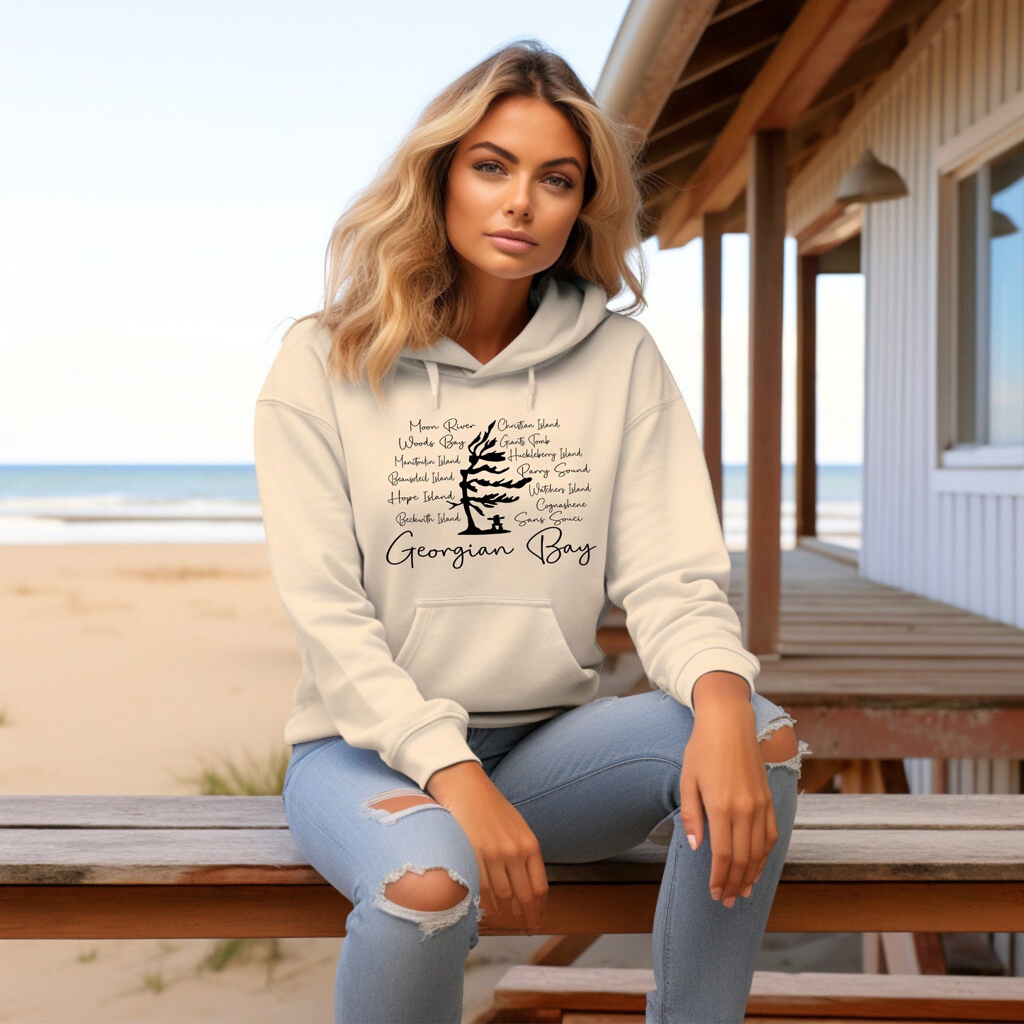 Georgian Bay with Island names Hoodie