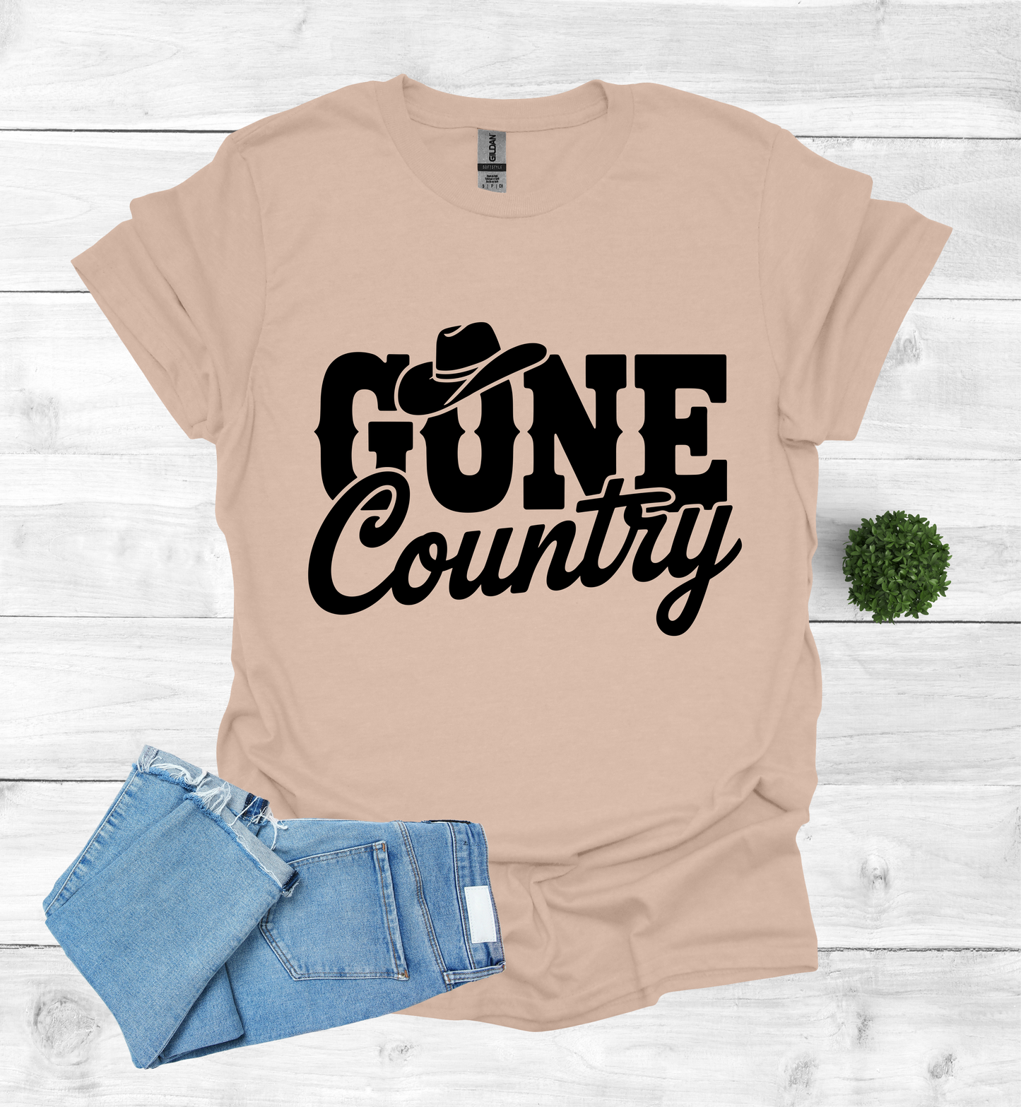 Gone Country saying with small Cowboy Hat