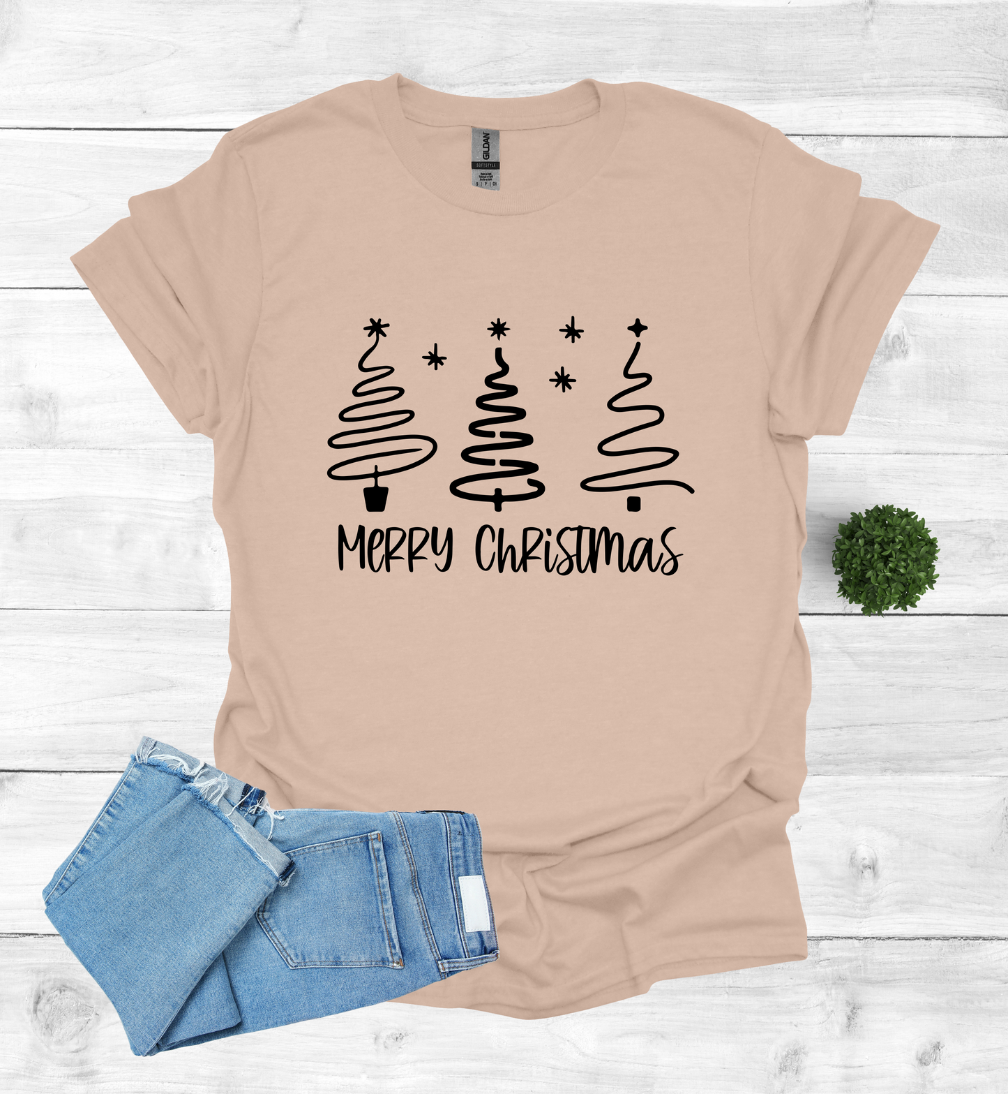 Merry Christmas Shirt with 3 Trees
