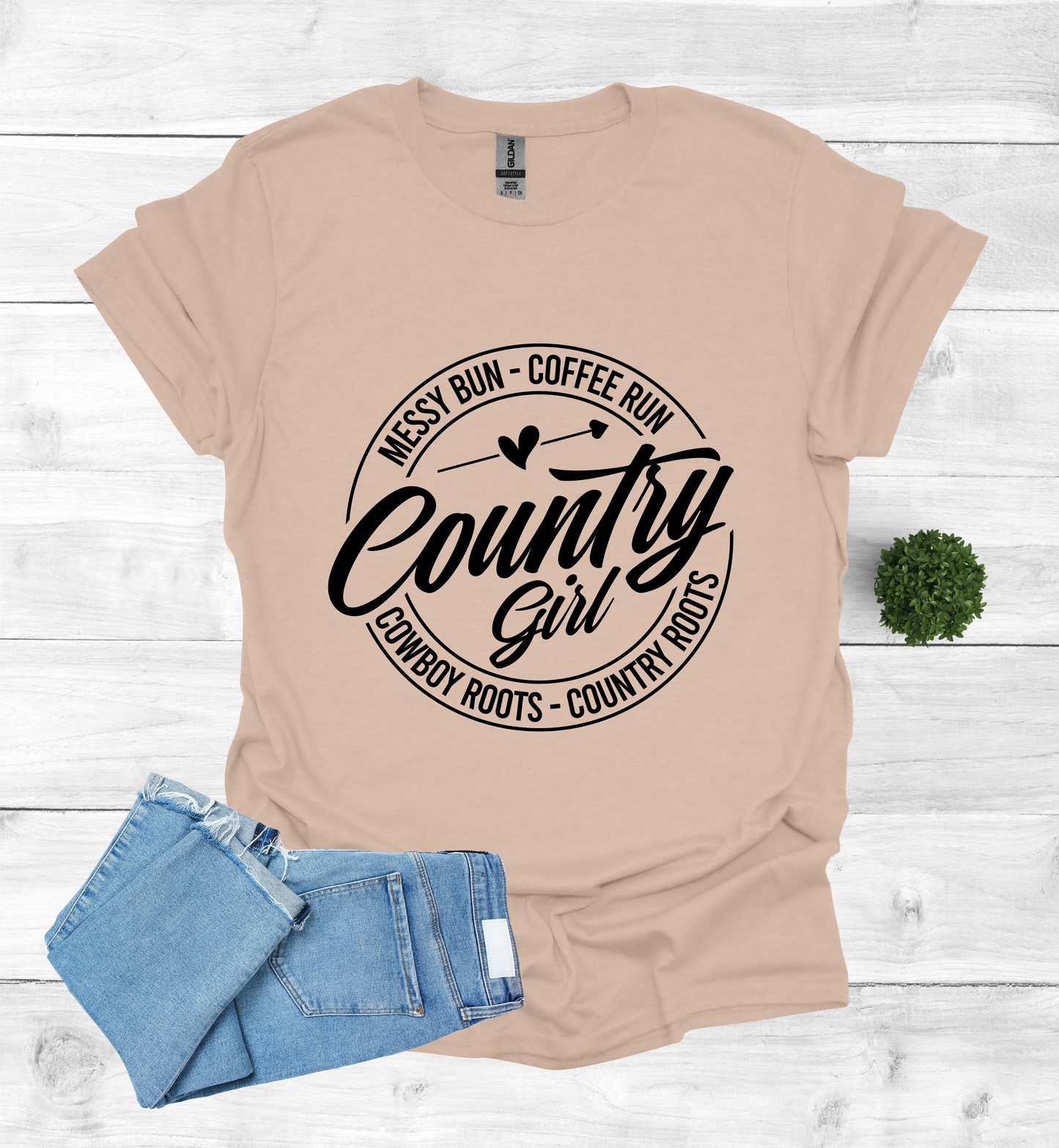 Country Girl Messy Bun, Coffee Run T-Shirt