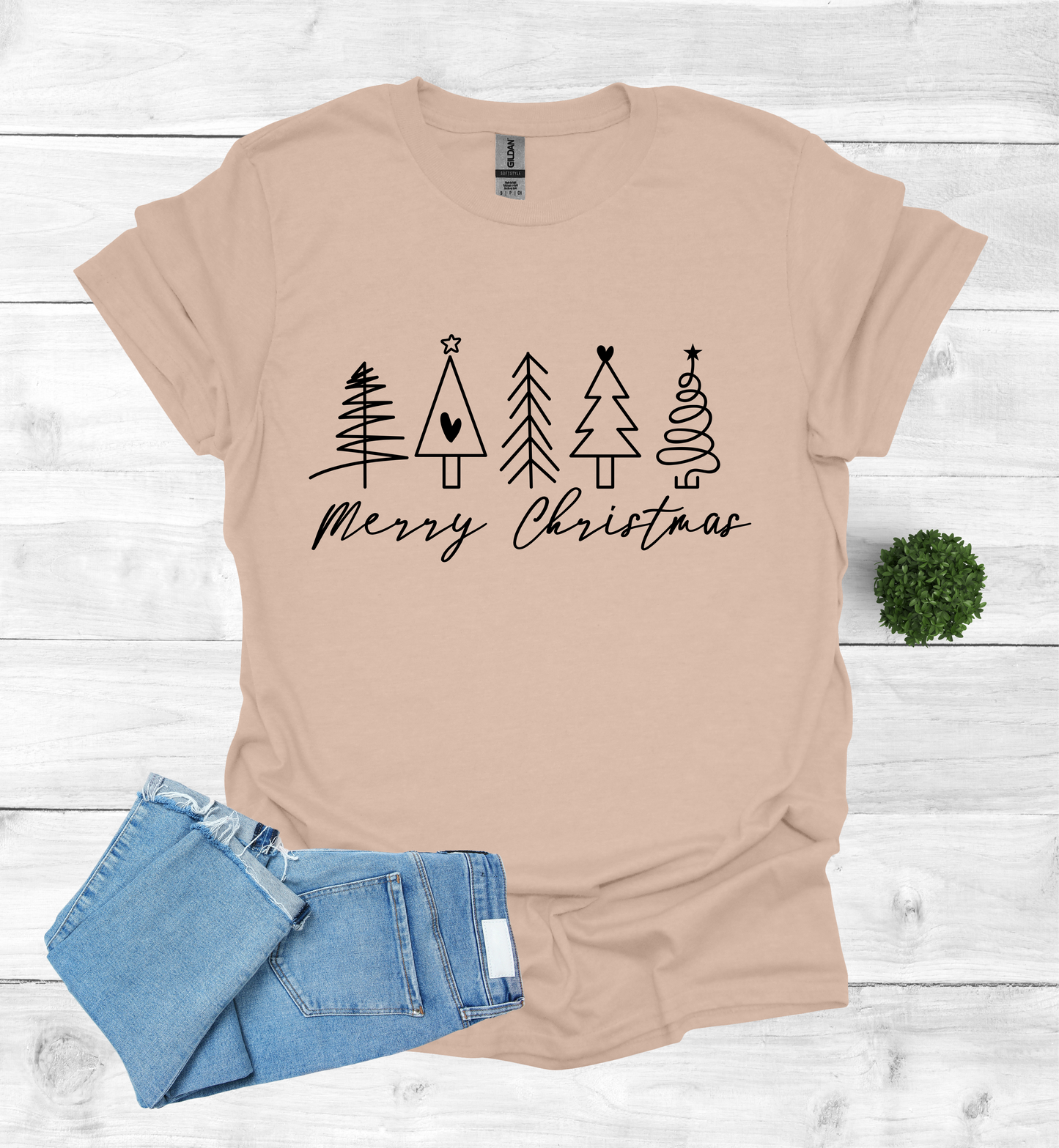 5 Christmas trees with Merry Christmas