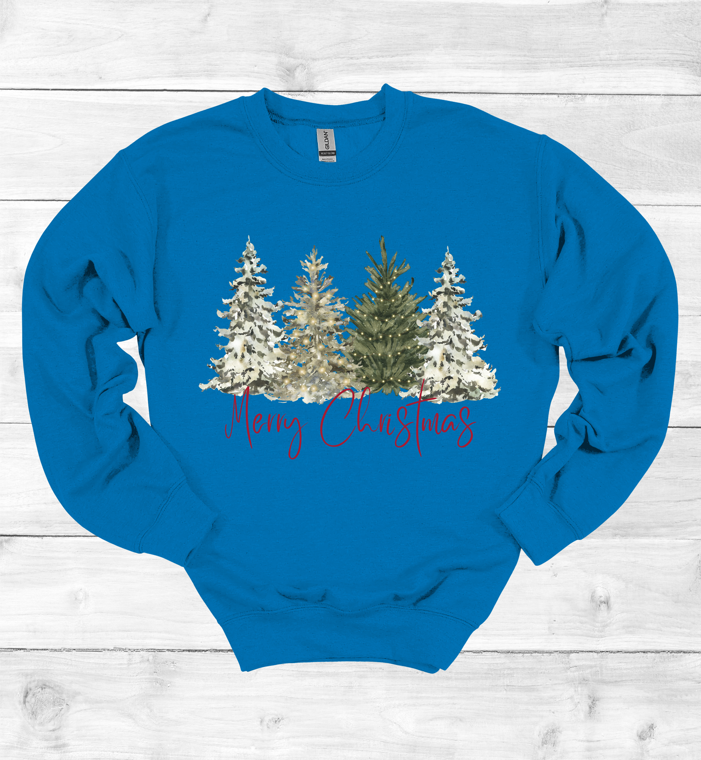 Merry Christmas with Watercolor Christmas Trees