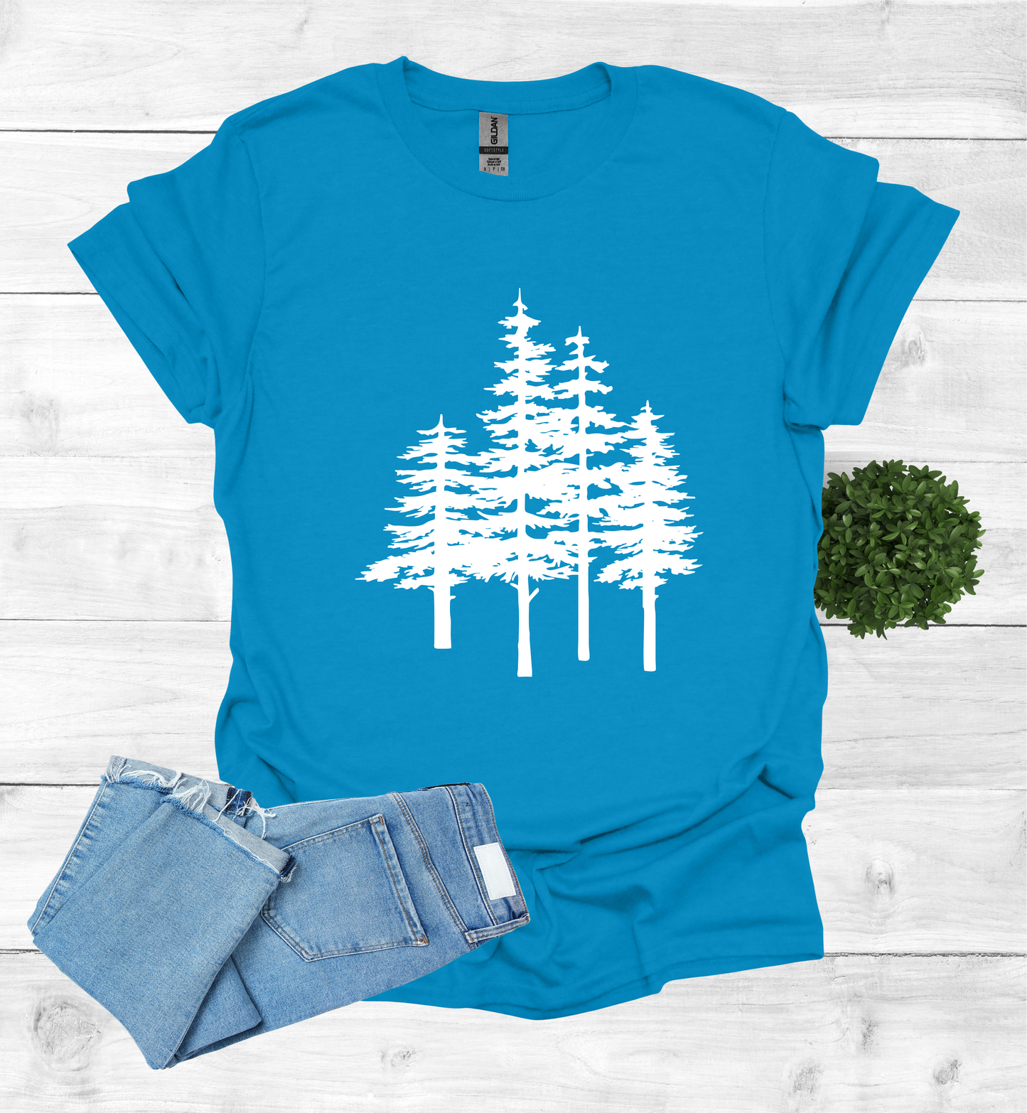 A unique pine trees design on a T-Shirt