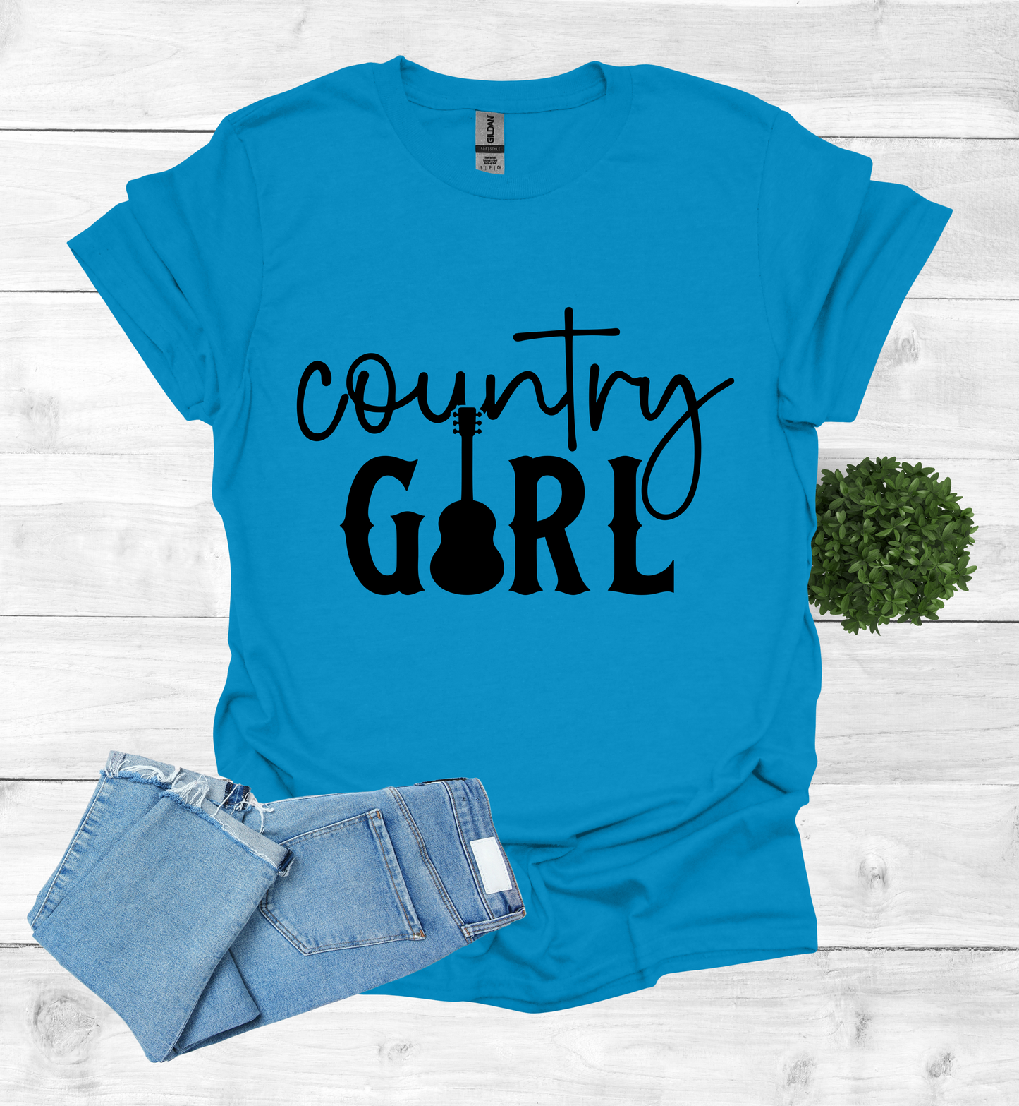 Country Girl Words with a Guitar as the I in the word Girl