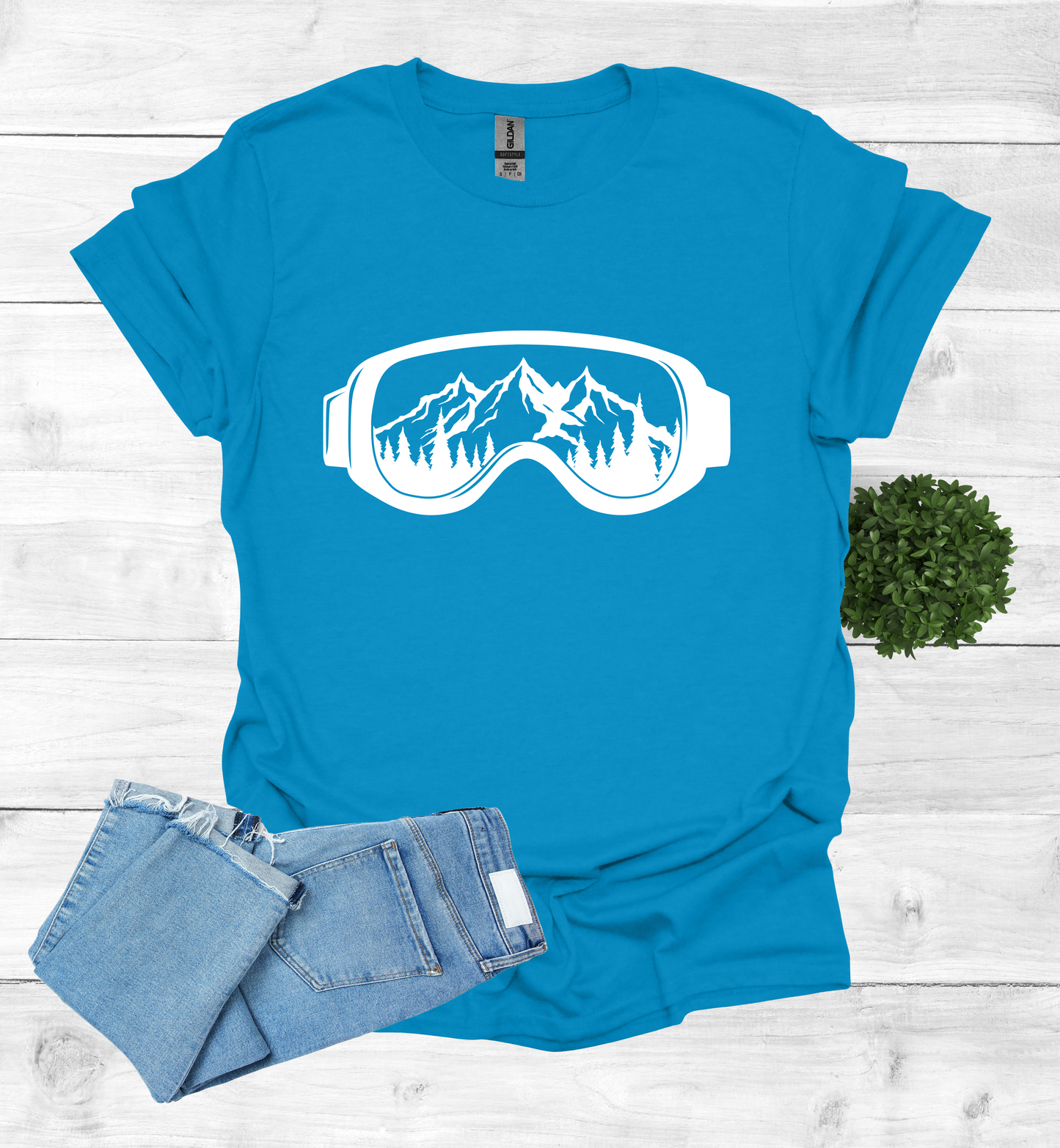 Snow Goggles Mountain Scene T-Shirt