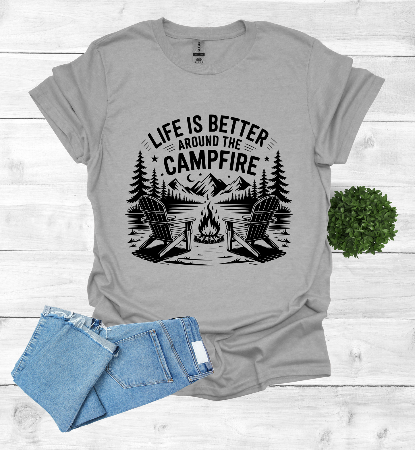 Life is better around the campfire scene