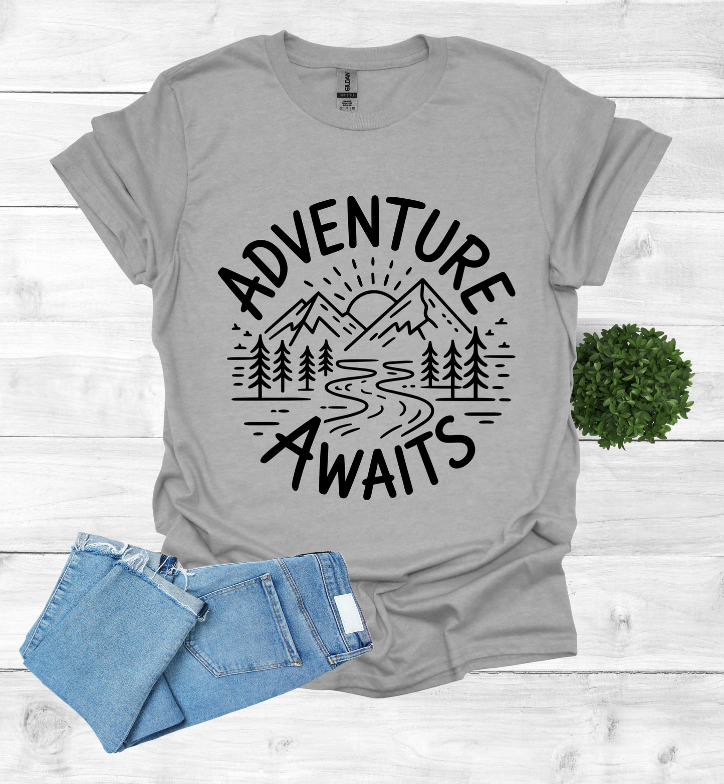 Adventure awaits mountain scene