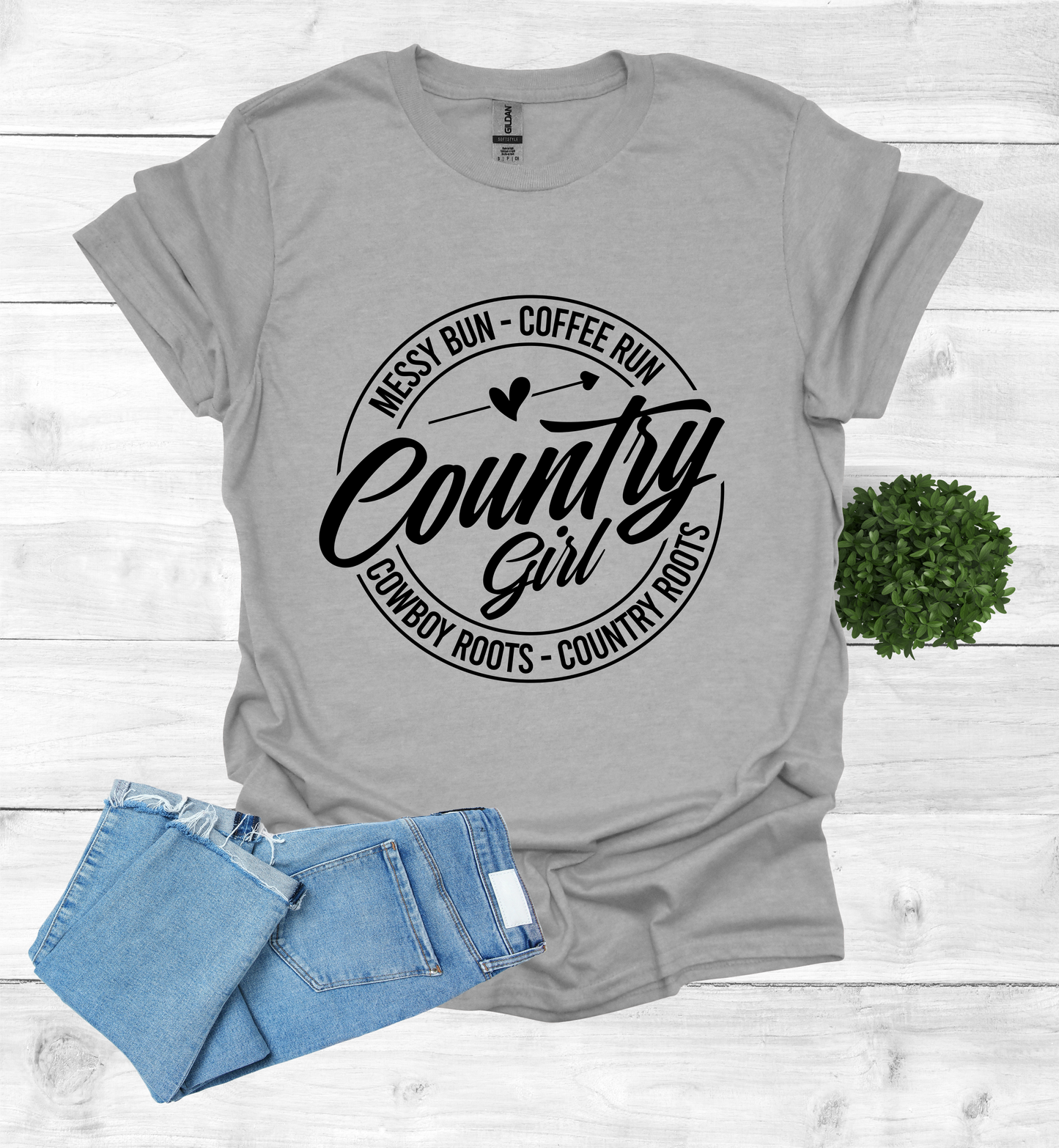 Country Girl Messy Bun, Coffee Run T-Shirt