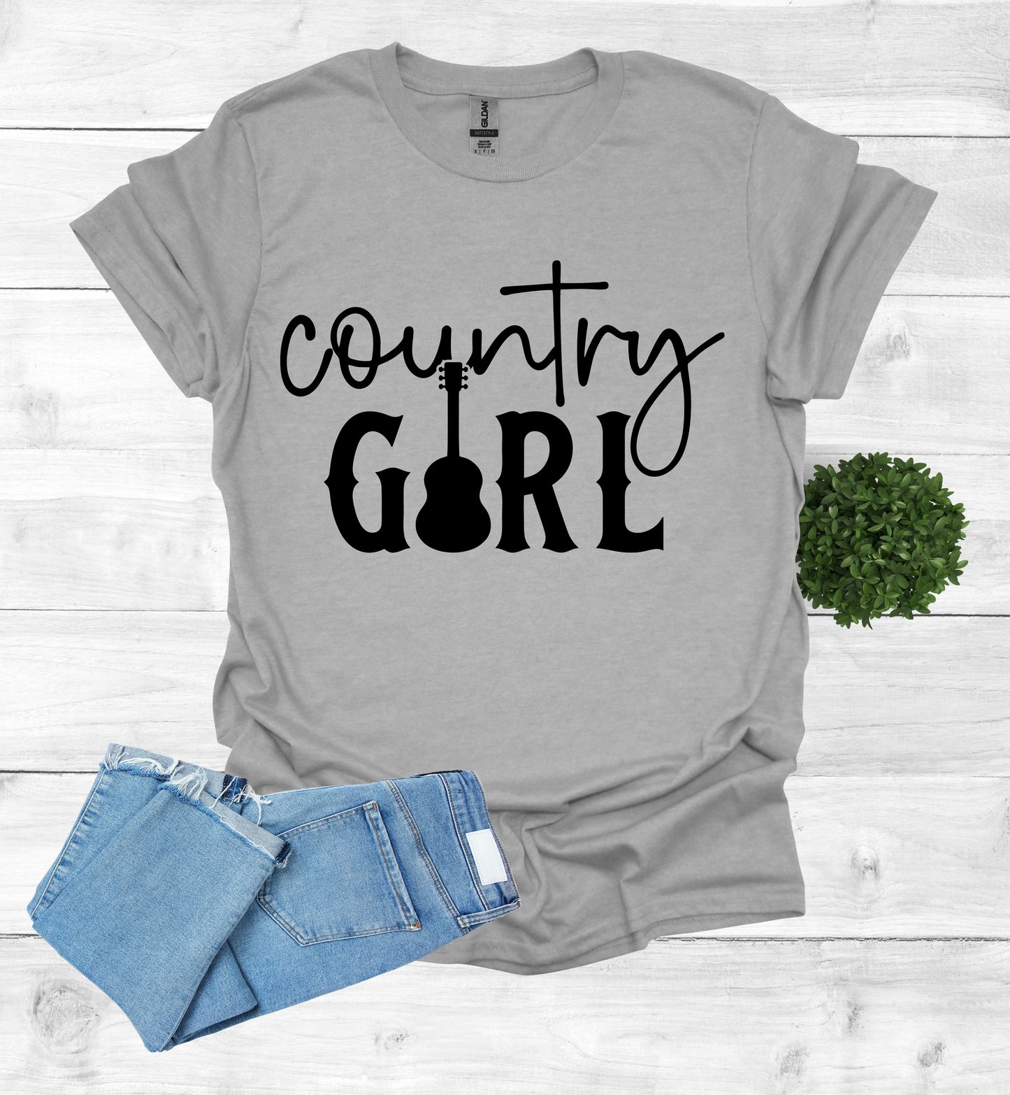 Country Girl Words with a Guitar as the I in the word Girl