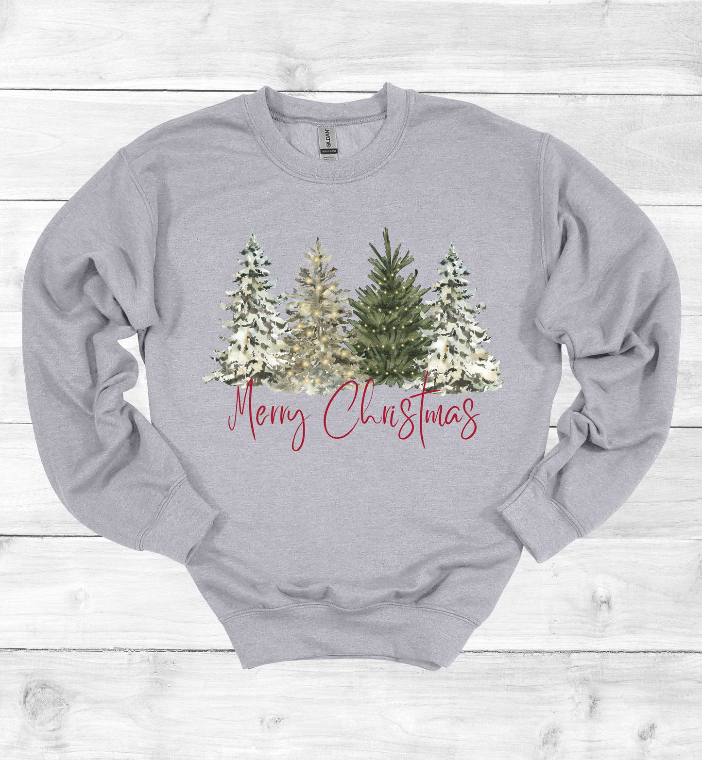 Merry Christmas with Watercolor Christmas Trees