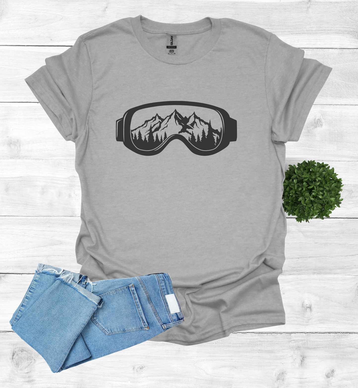 Snow Goggles Mountain Scene T-Shirt