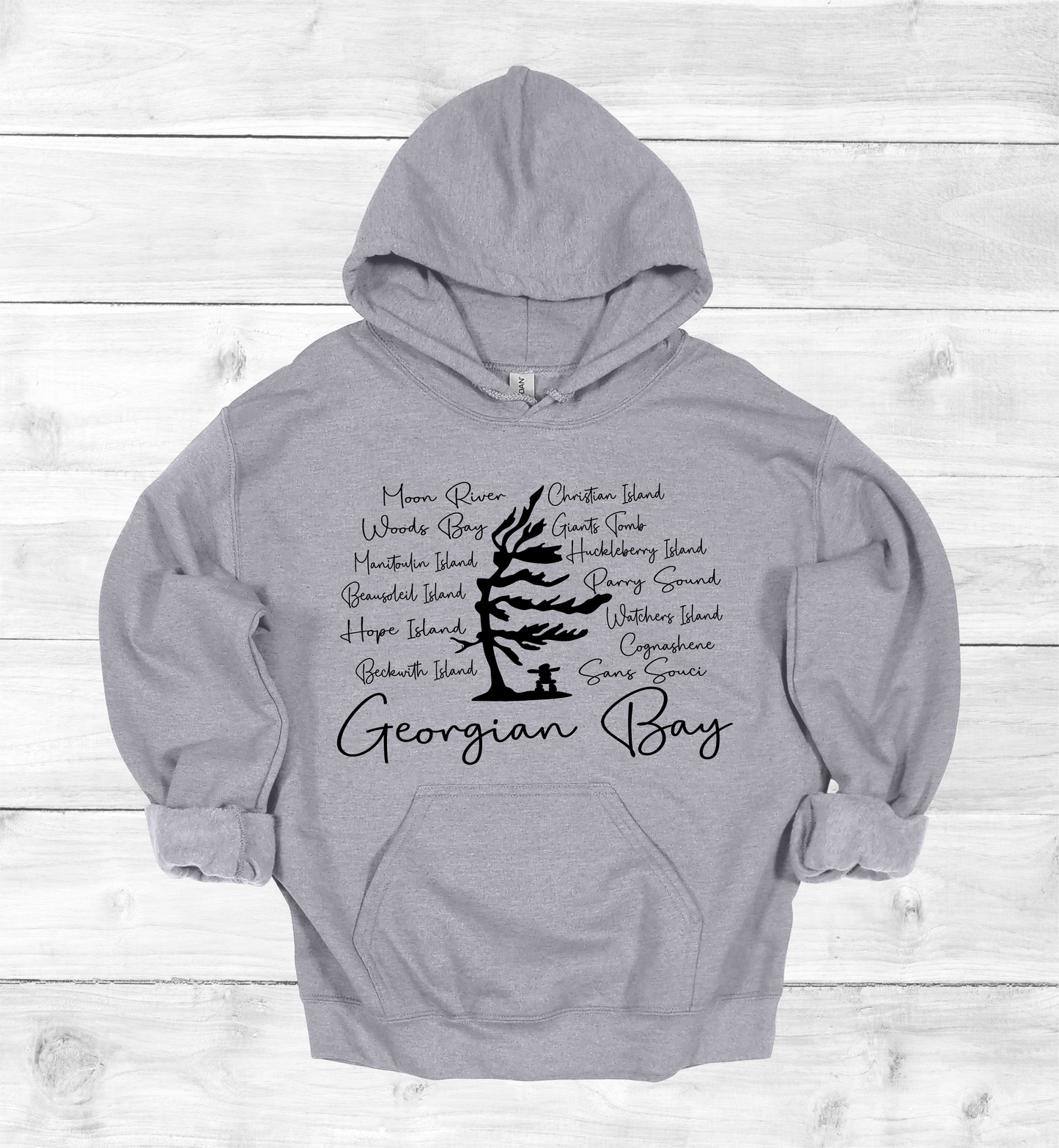 Georgian Bay with Island names Hoodie