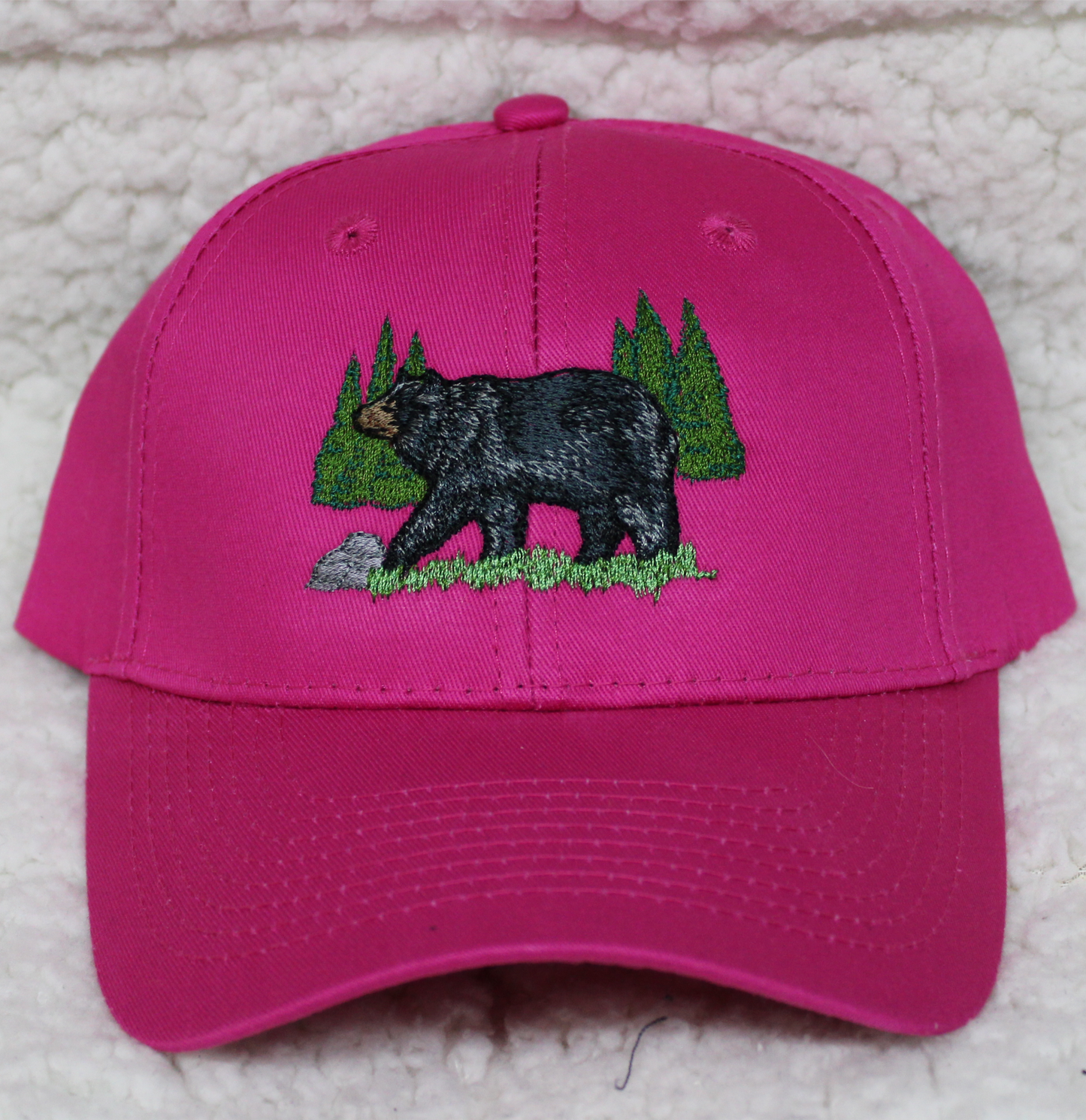 Black bear wildlife scene embroidered hat