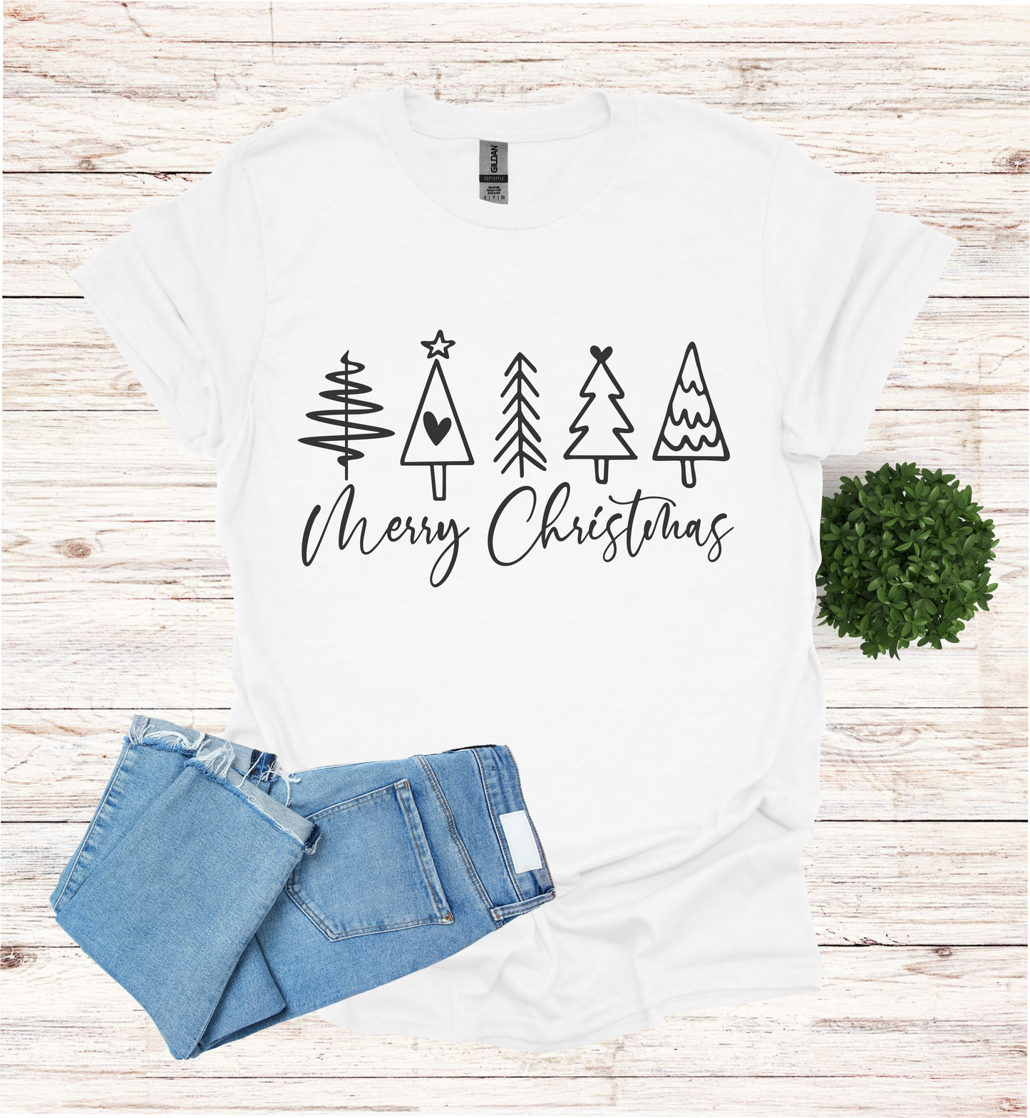 Merry Christmas Shirt with 5 Trees