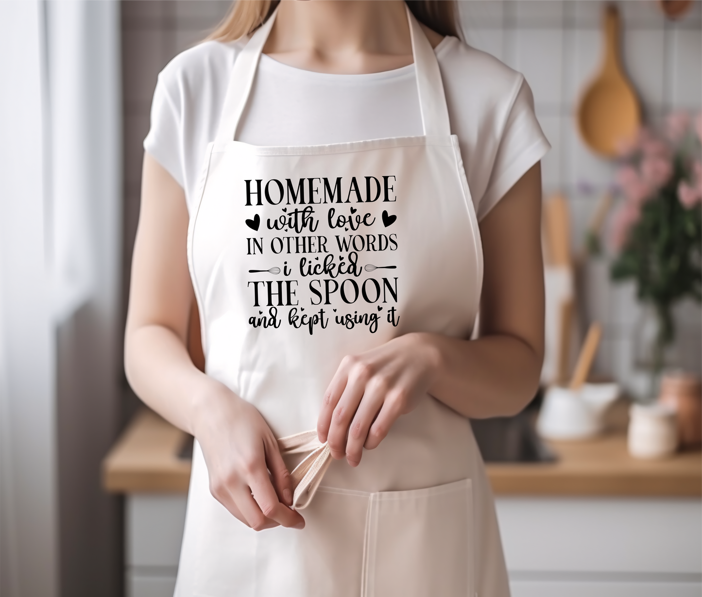 Licked the spoon and kept using it Apron