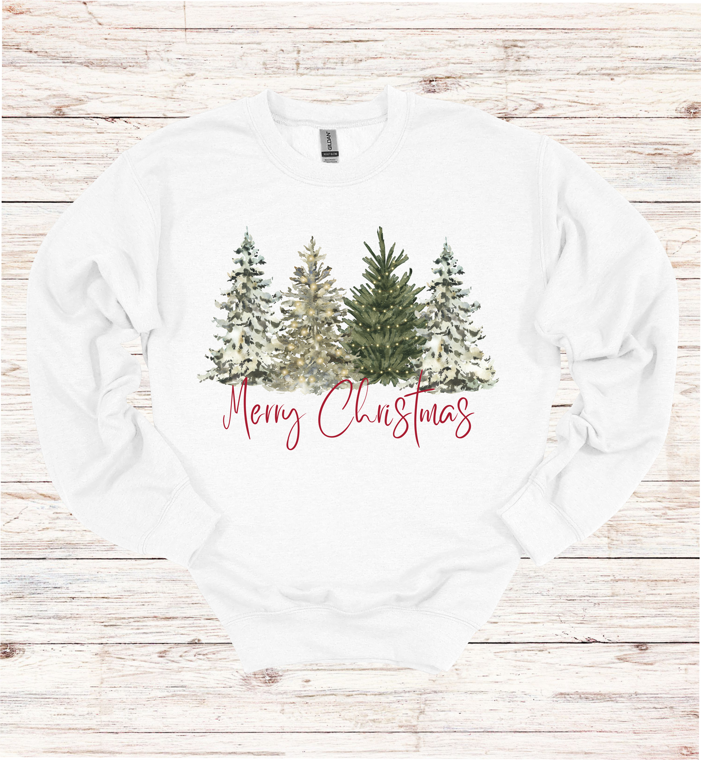 Merry Christmas with Watercolor Christmas Trees