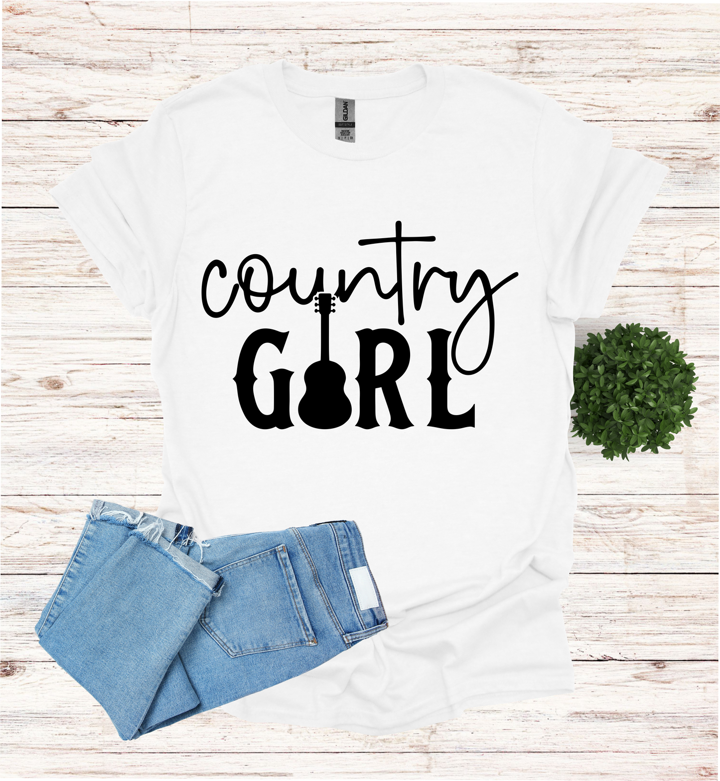 Country Girl Words with a Guitar as the I in the word Girl