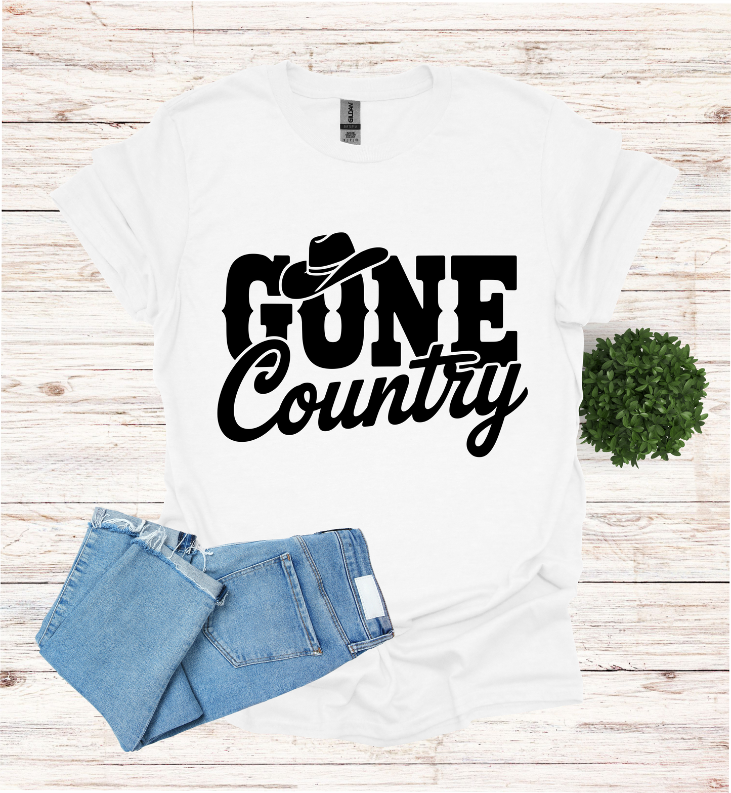 Gone Country saying with small Cowboy Hat
