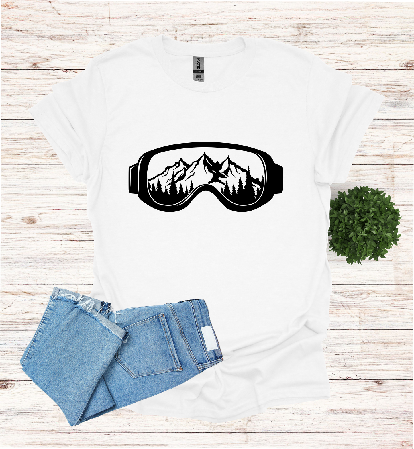 Snow Goggles Mountain Scene T-Shirt