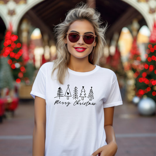 5 Christmas trees with Merry Christmas