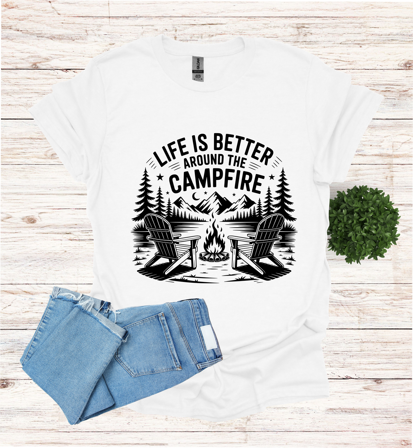 Life is better around the campfire scene