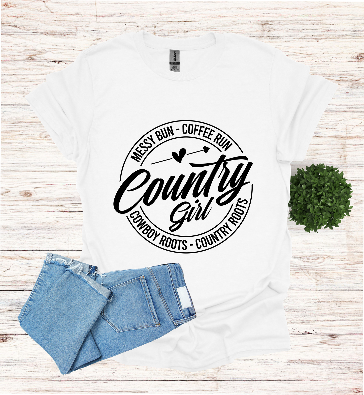 Country Girl Messy Bun, Coffee Run T-Shirt