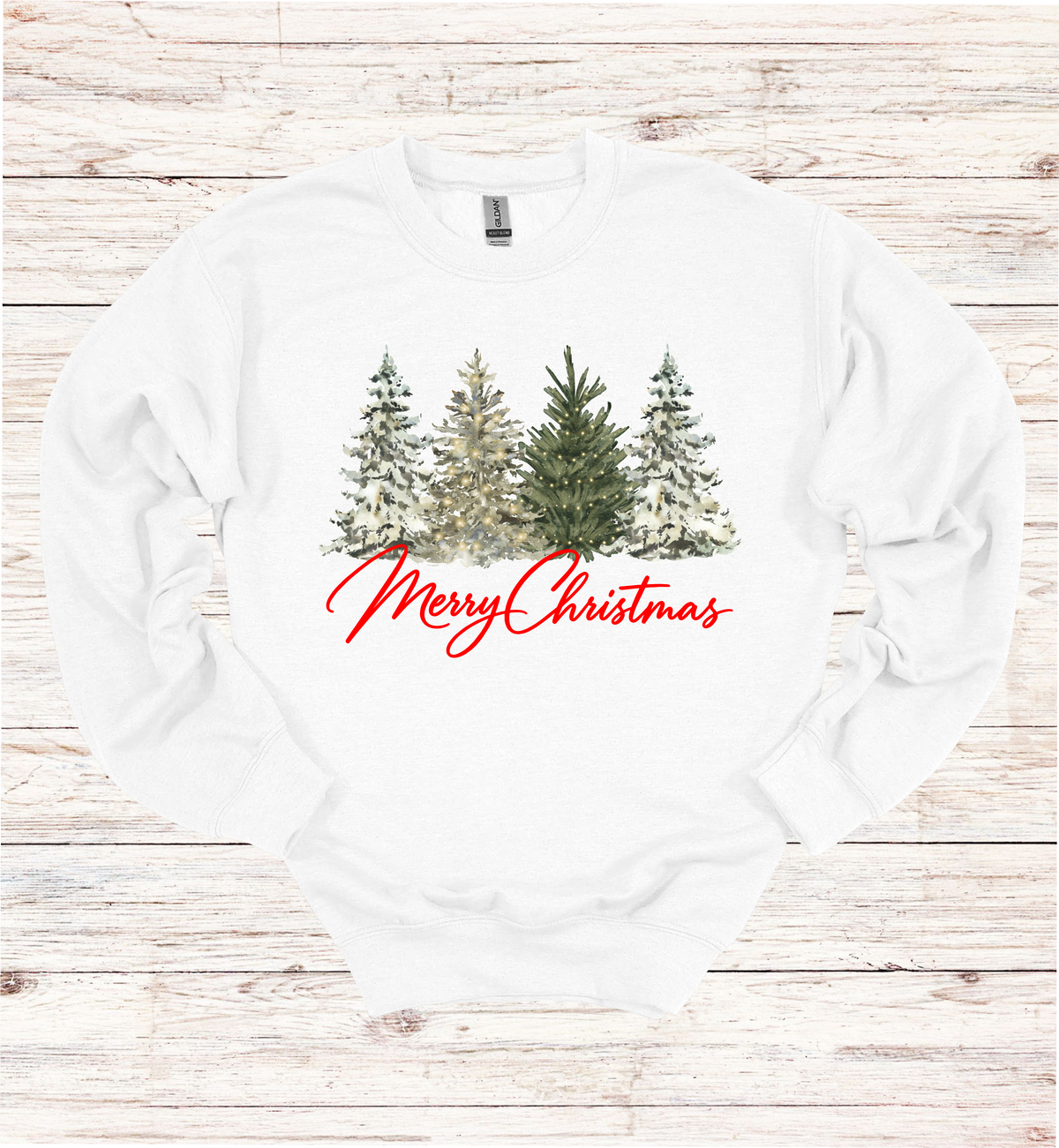 Merry Christmas with Watercolor Christmas Trees