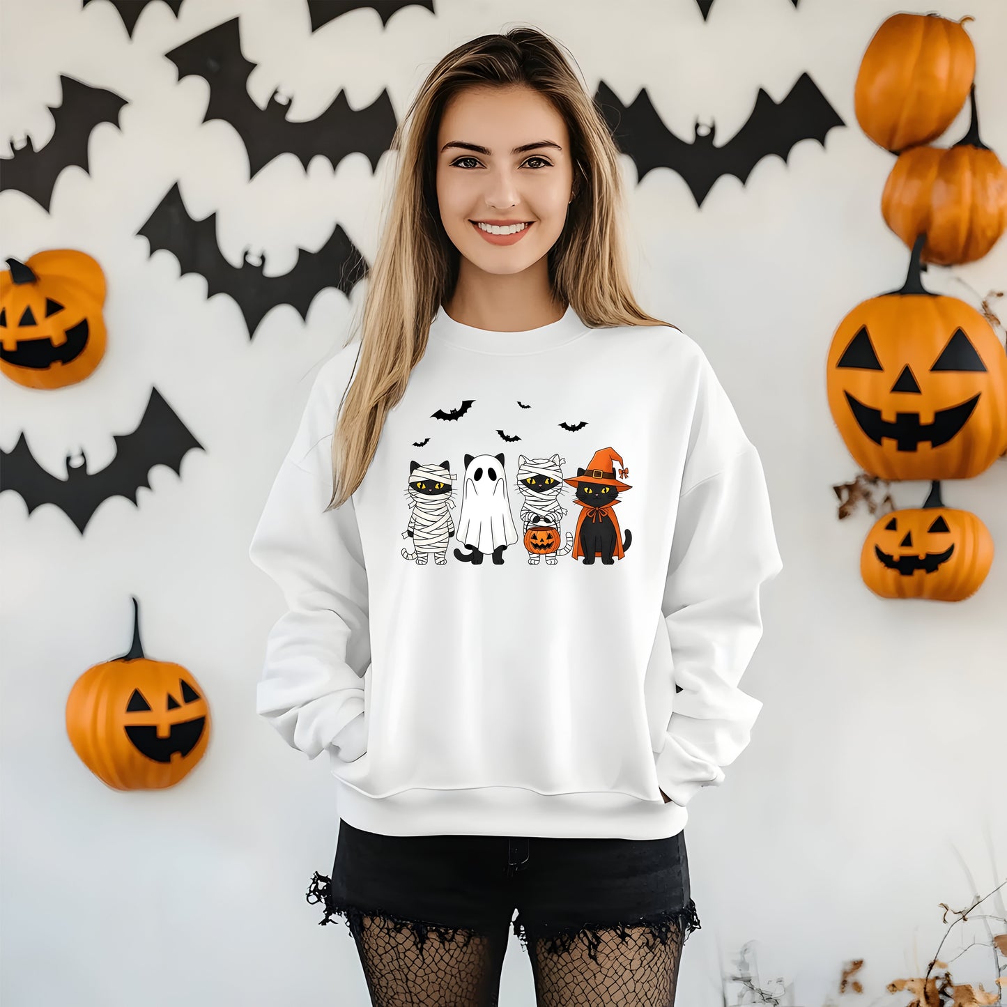 Halloween Cats with costumes Sweatshirt