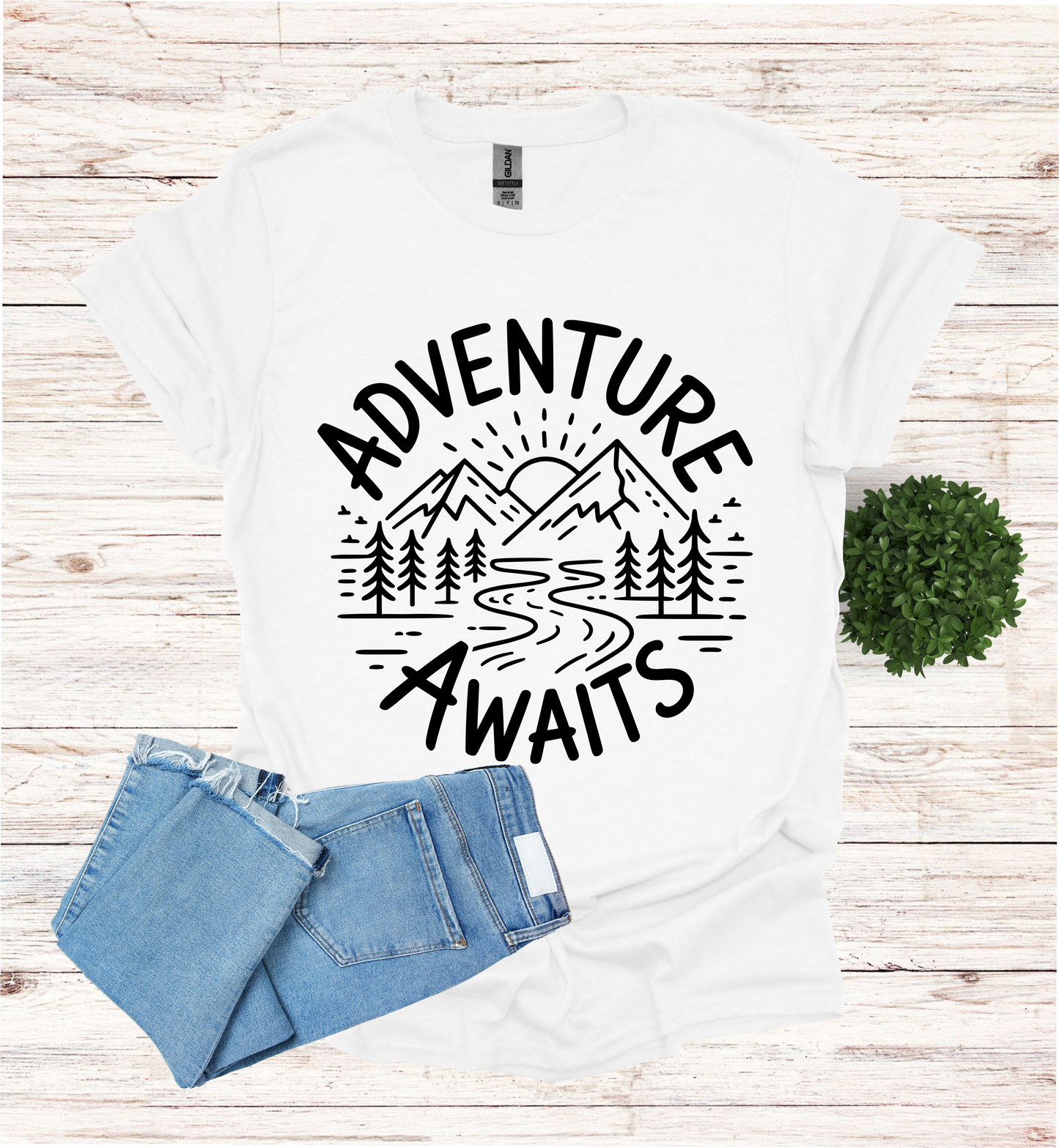 Adventure awaits mountain scene